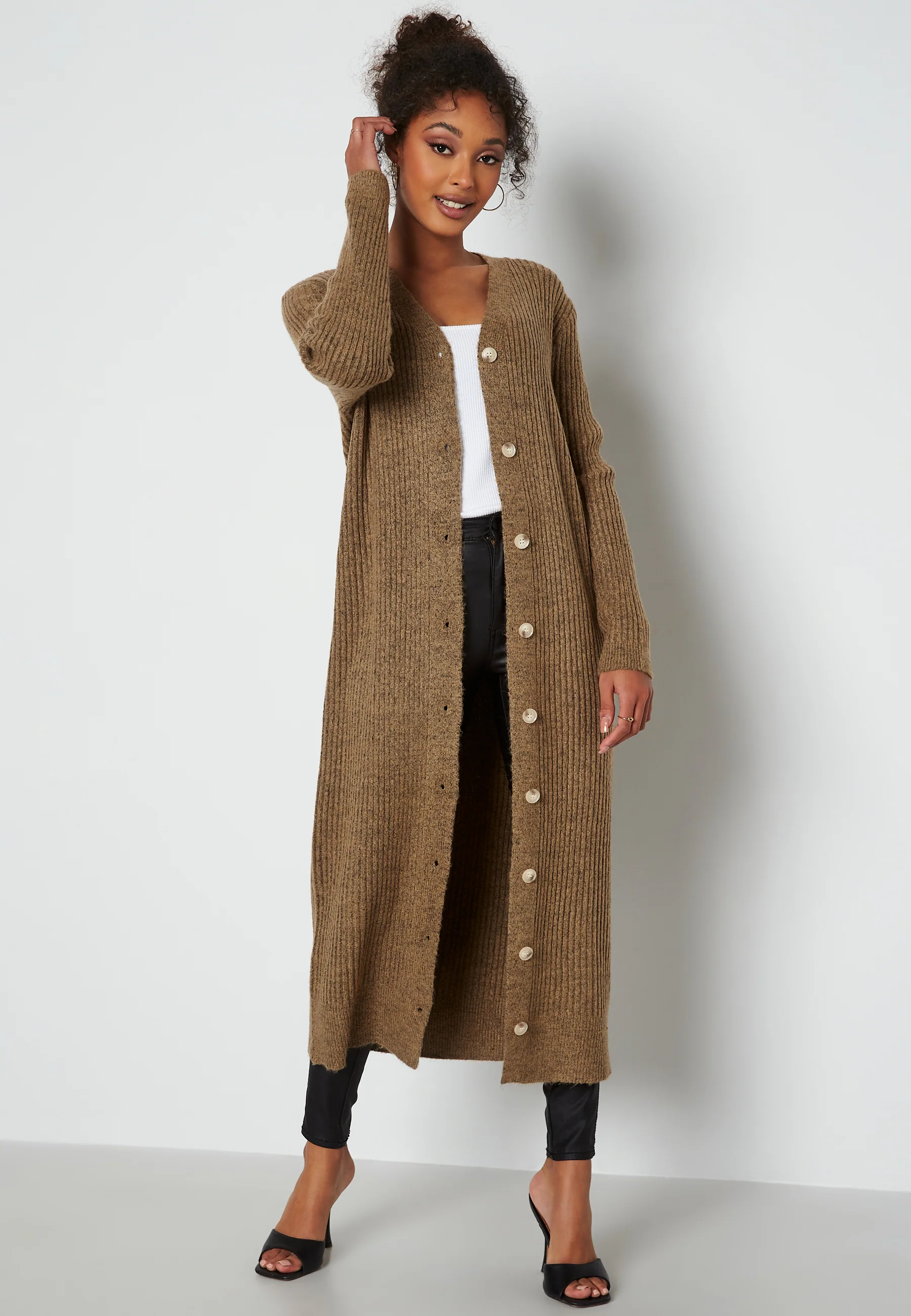 Kemina L/S Long Knit Rib Cardigan - Image 2