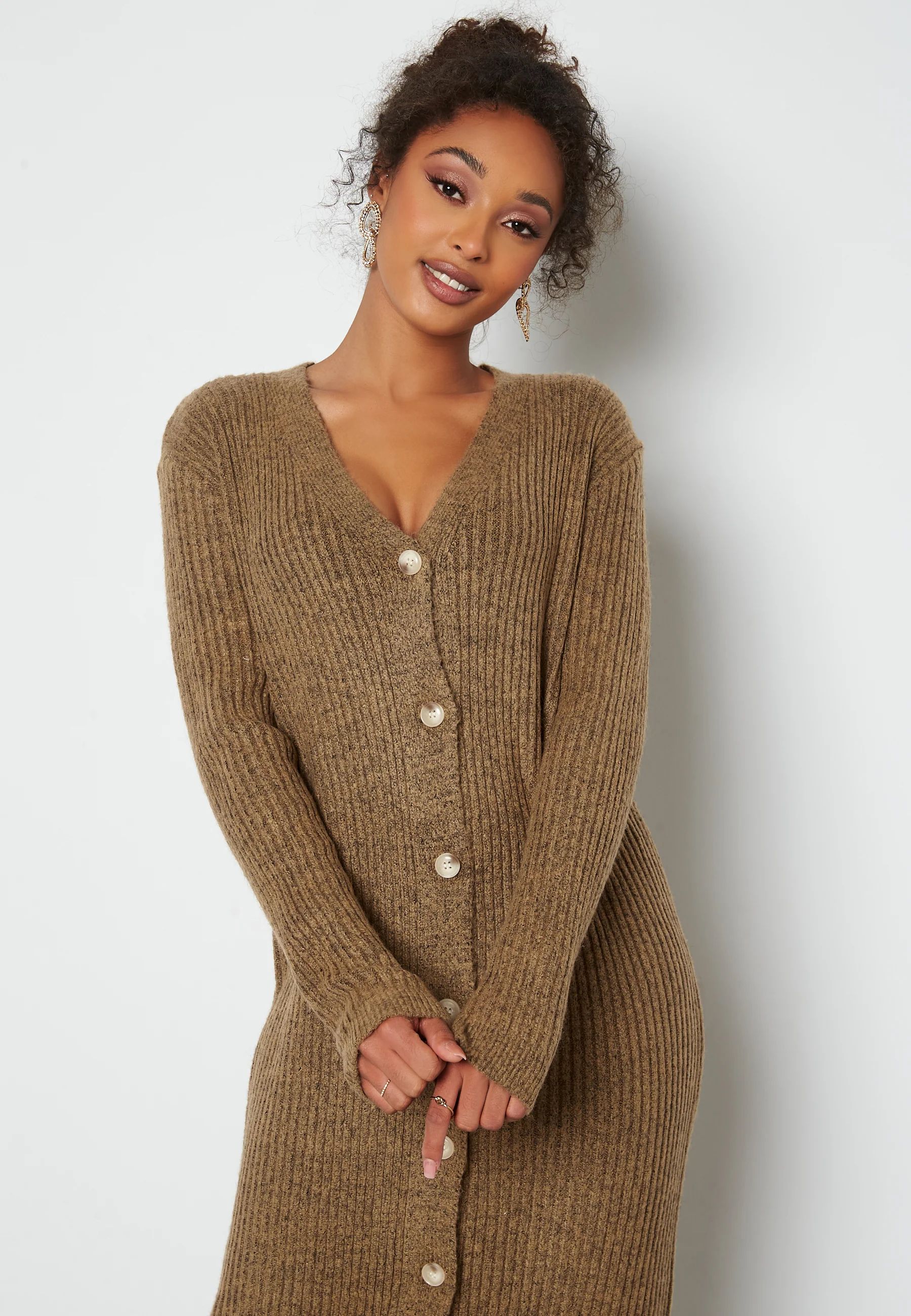 Kemina L/S Long Knit Rib Cardigan - Image 4