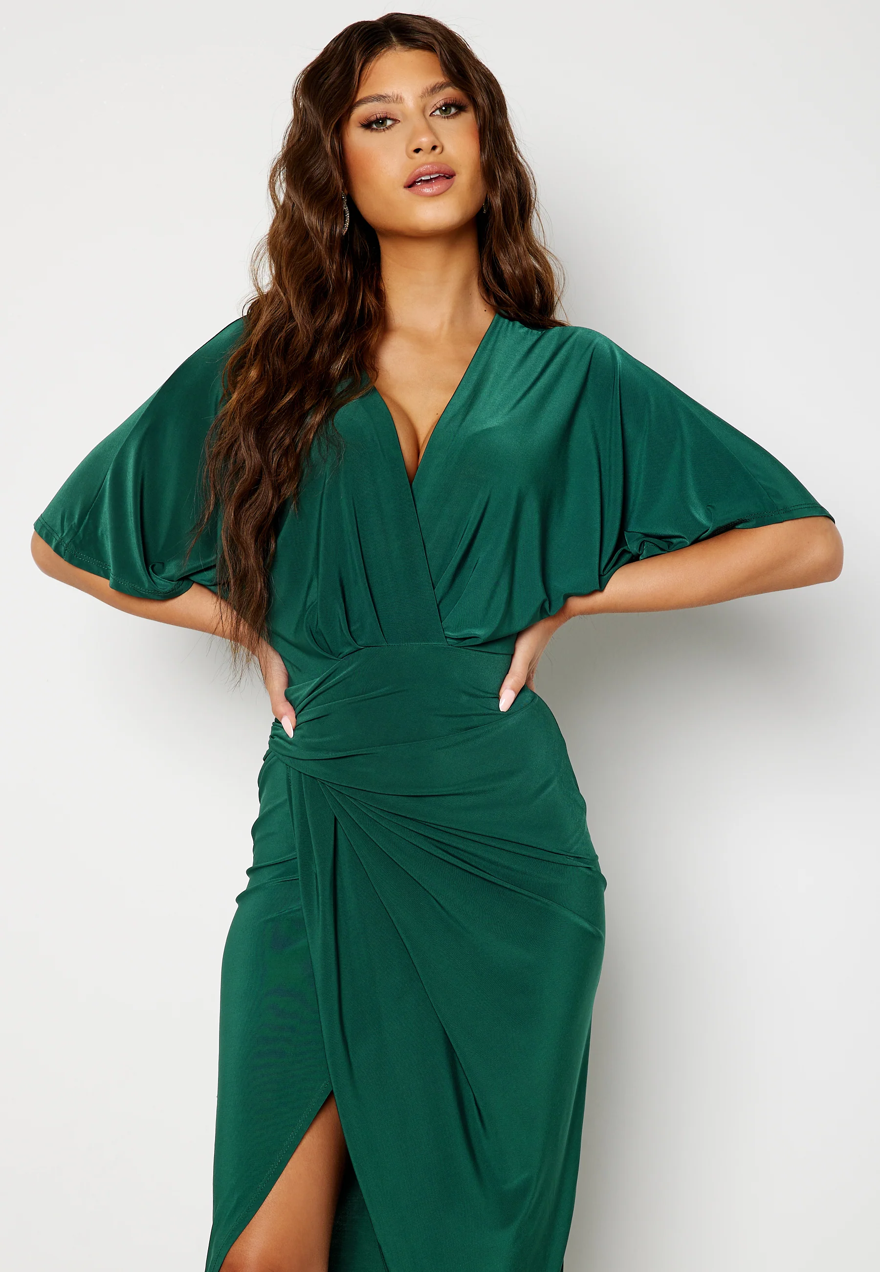 Kimono Sleeve Rouch Dress - Image 3