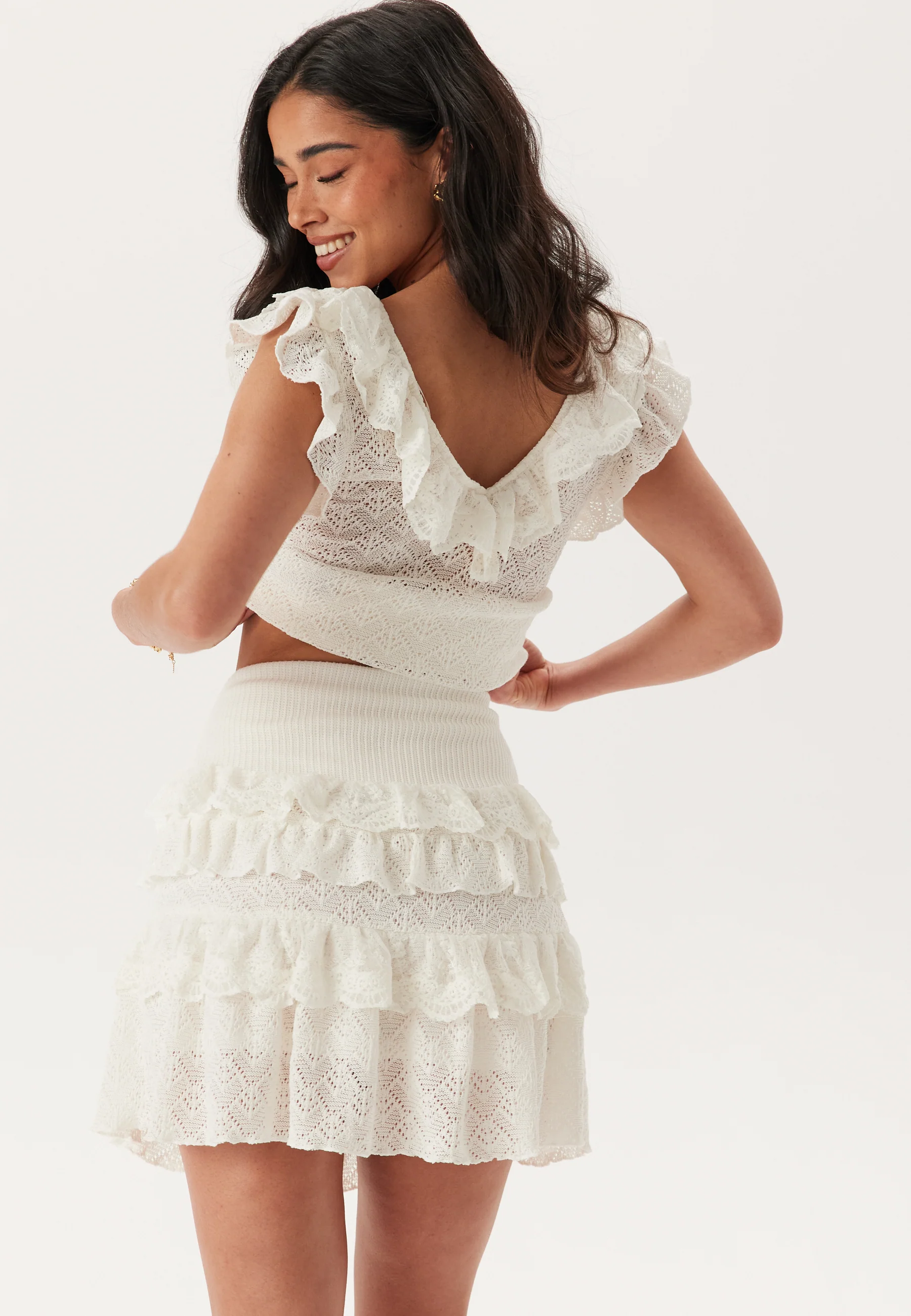 Knitted Frill Mini Skirt - Image 4