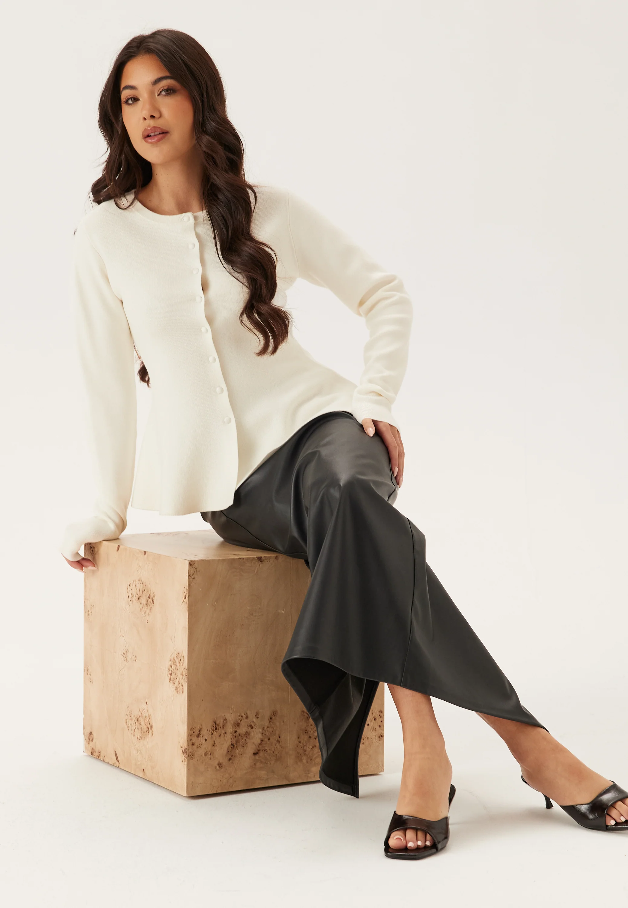 Knitted Peplum Cardigan - Image 2