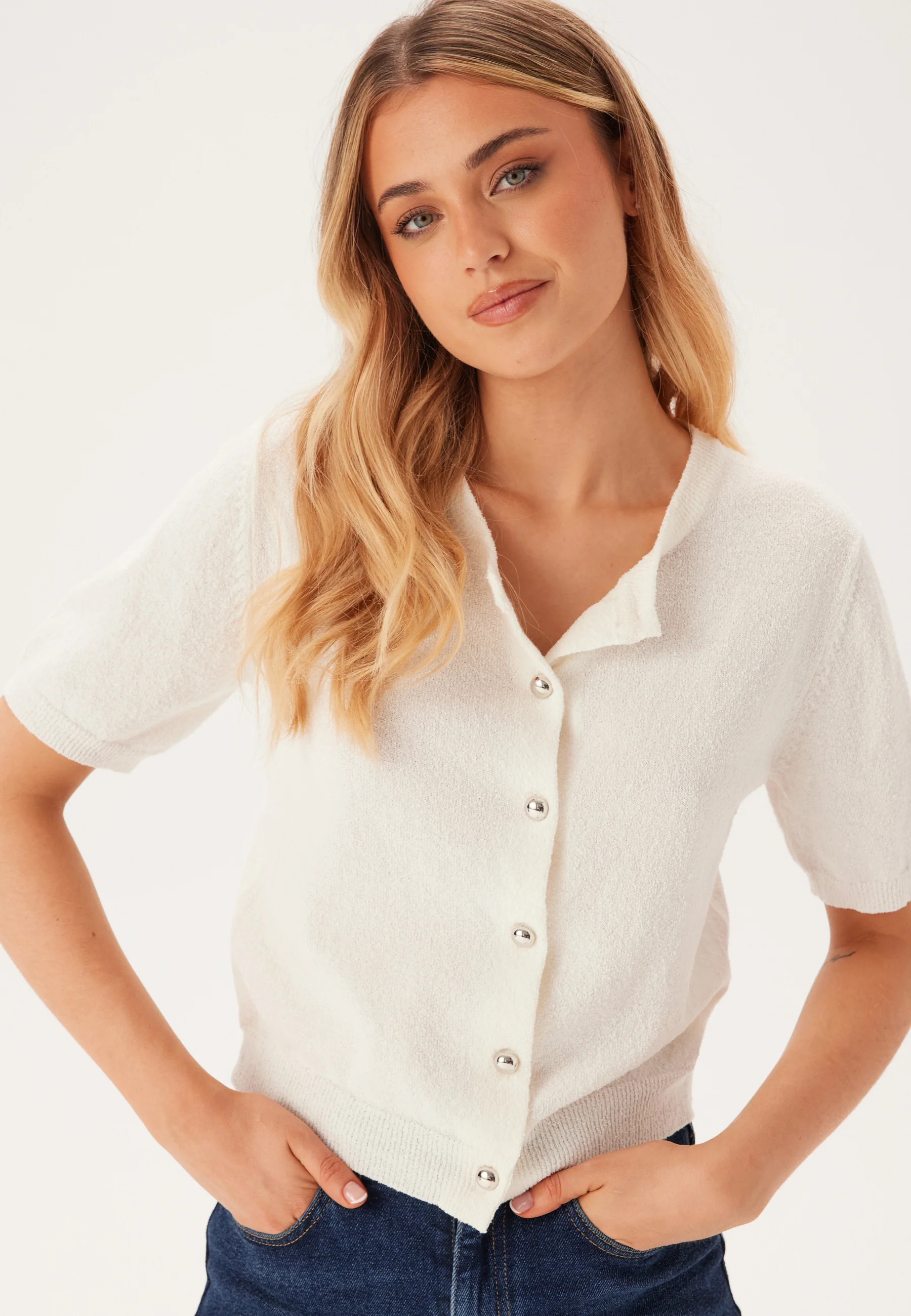Knitted Short Sleeve Cardigan - Image 2