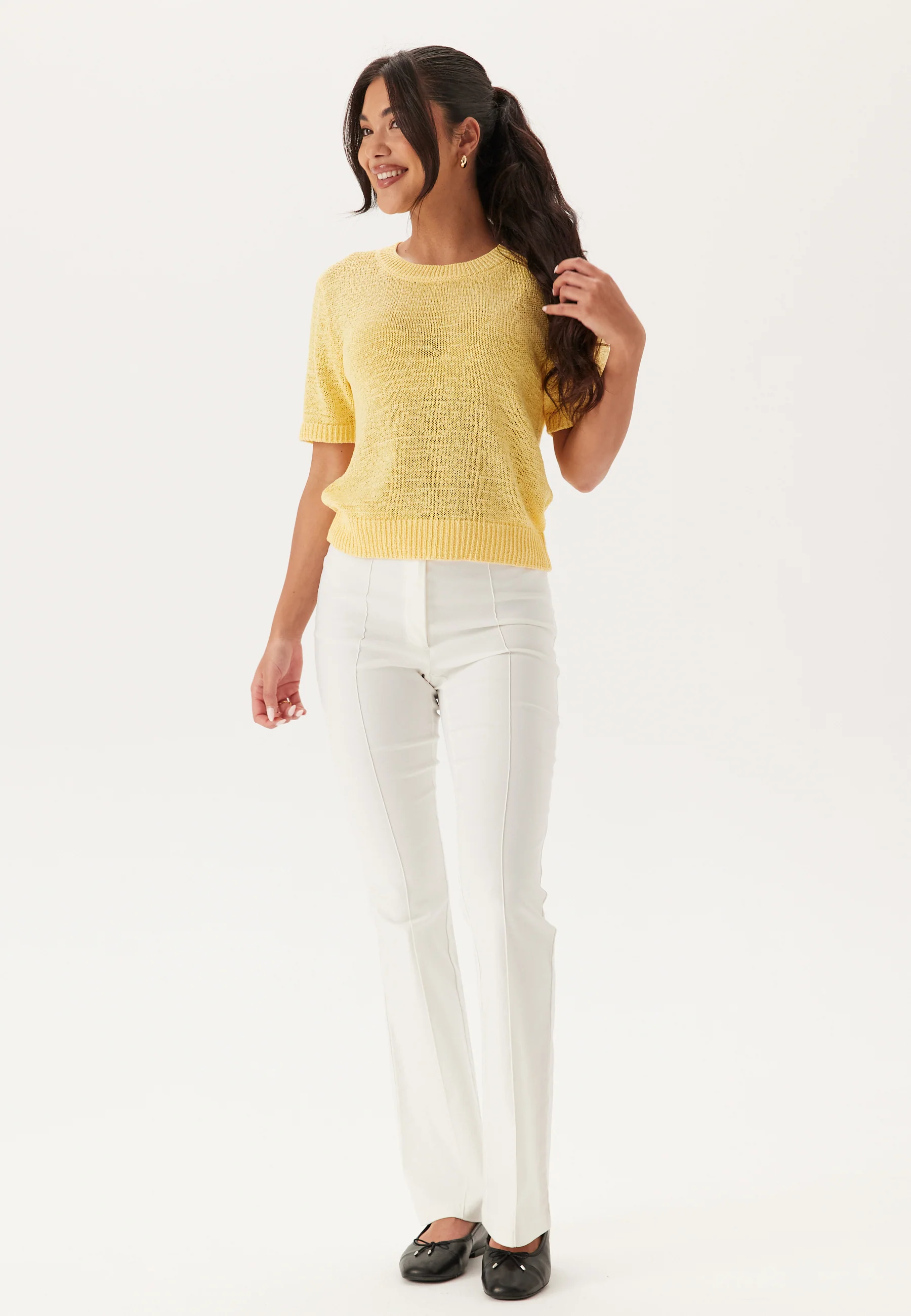 Knitted Short Sleeve Sweater - Image 3