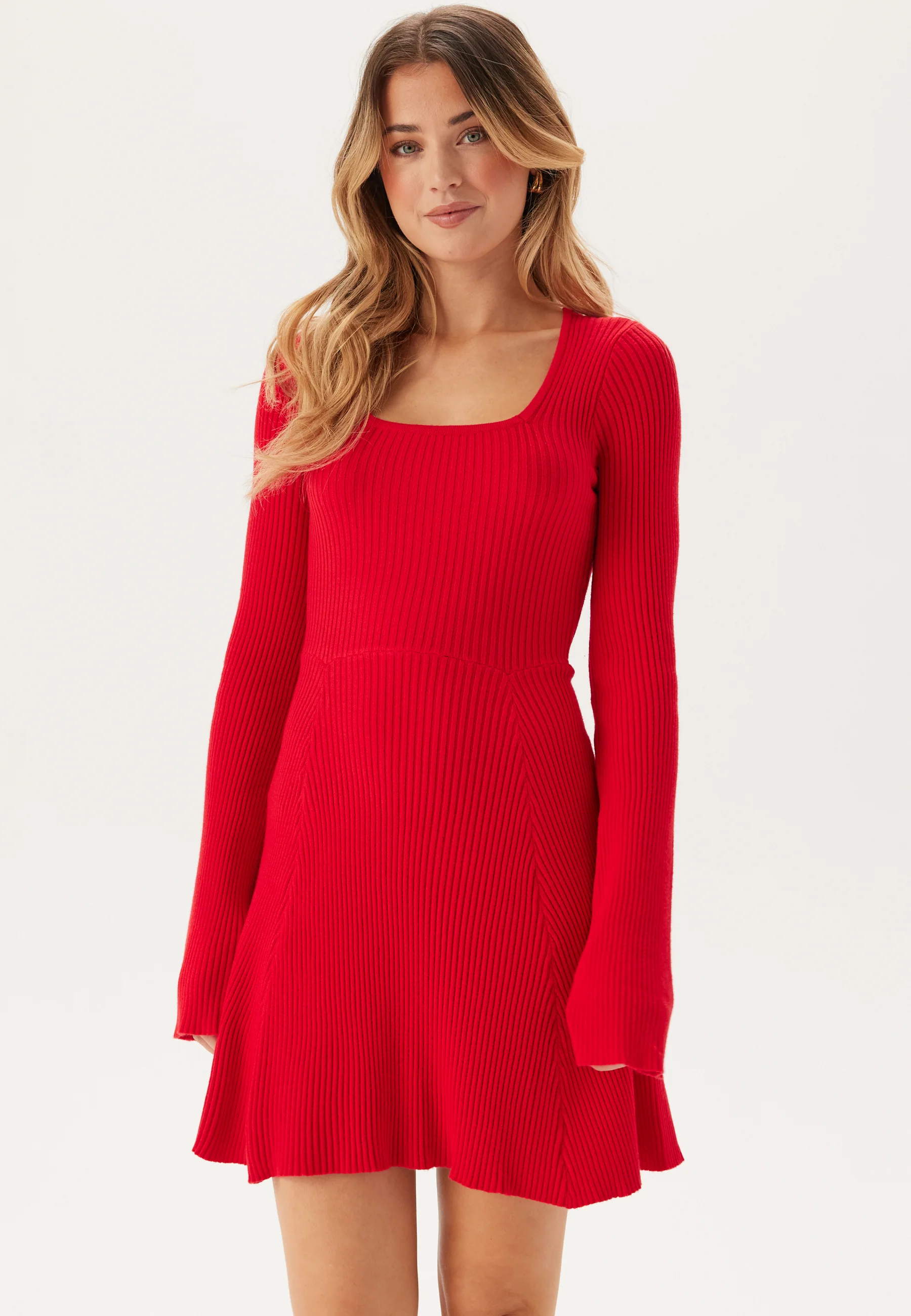 Knitted Square Neck Skater Dress - Image 2