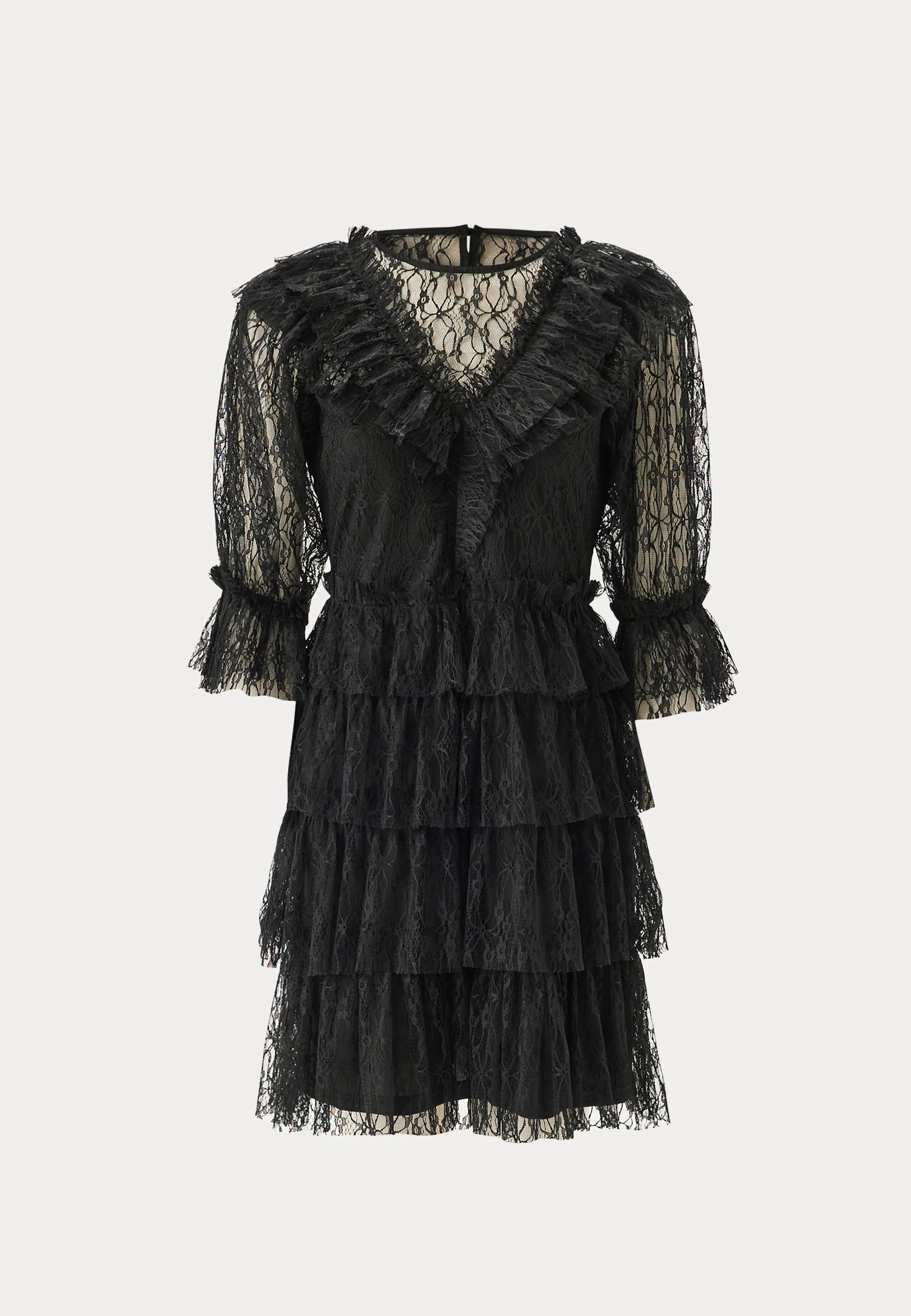 Lace Frill Puff Sleeve Dress - Image 7