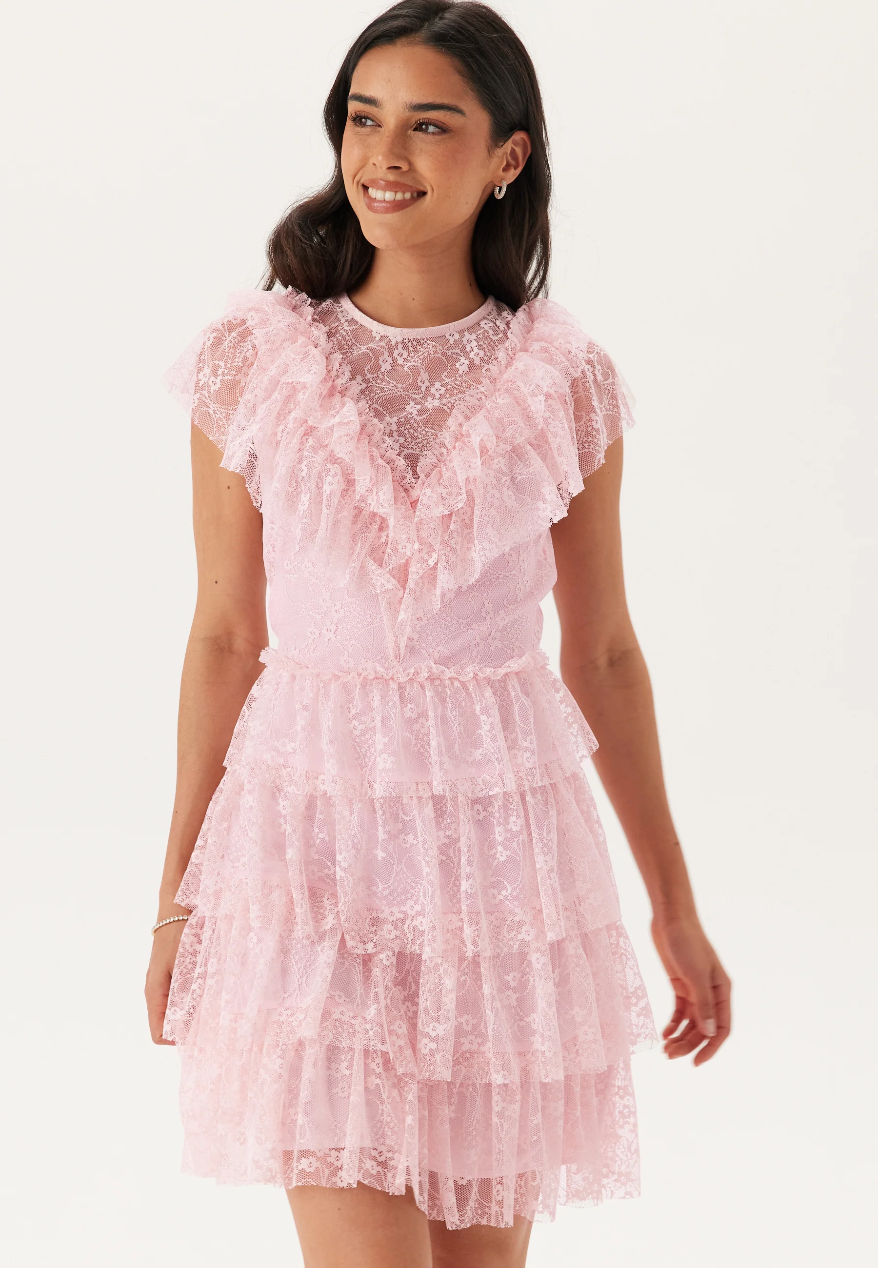 Lace Frill Short Dress - Image 3