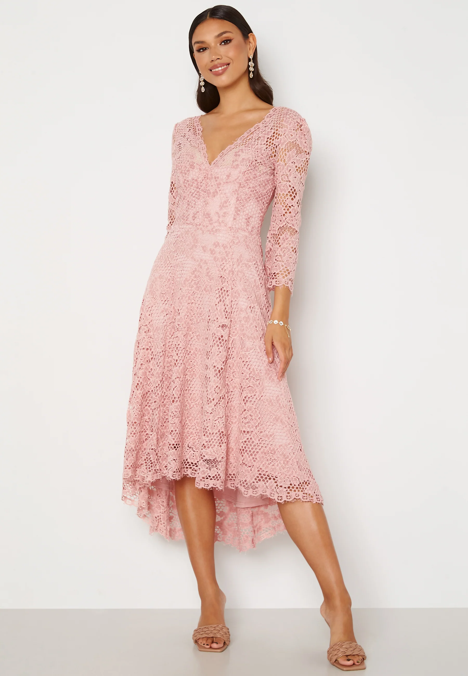 Lace High Low Midi Dress - Image 2