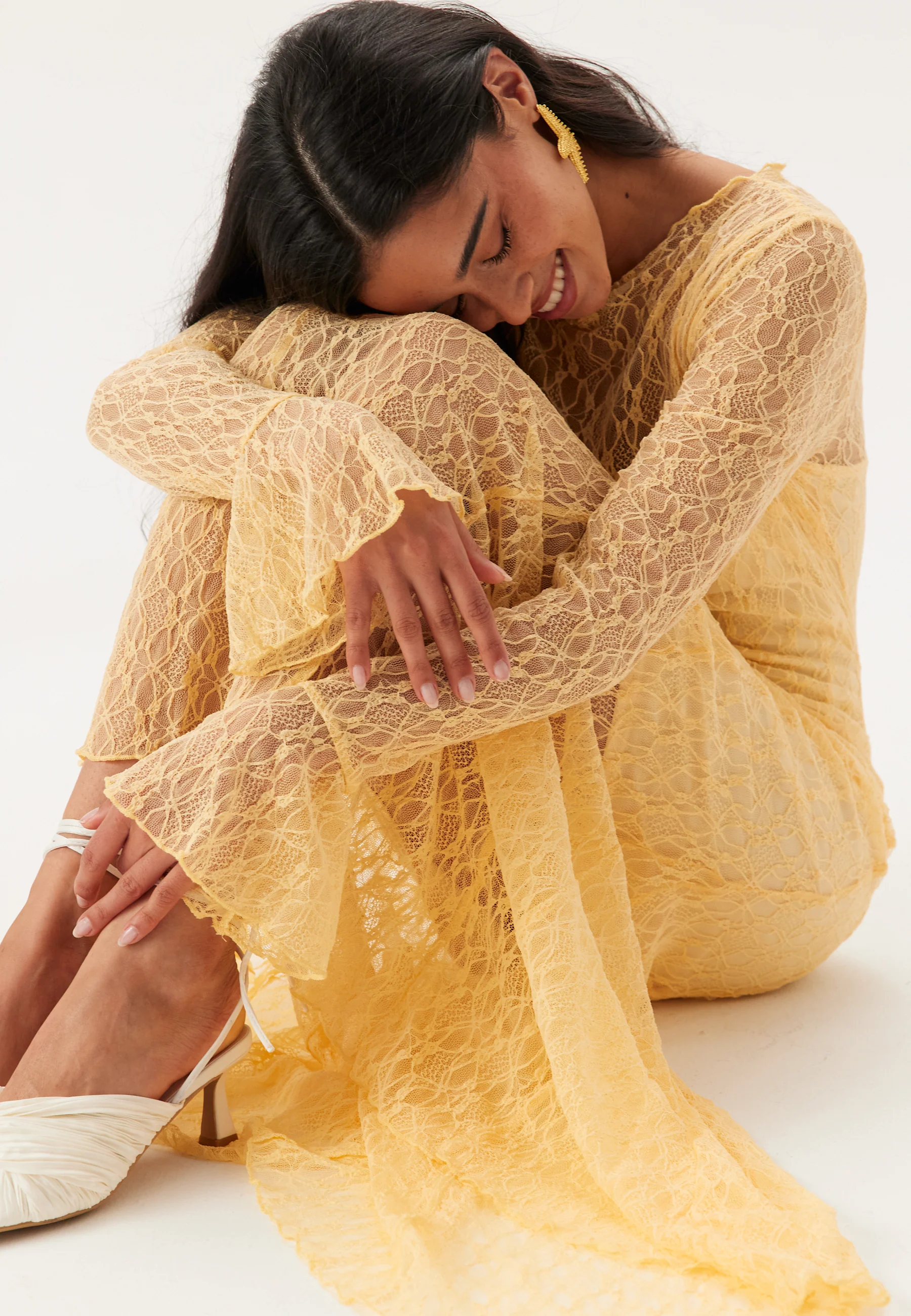 Lace Long Sleeve Ankle Dress - Image 7