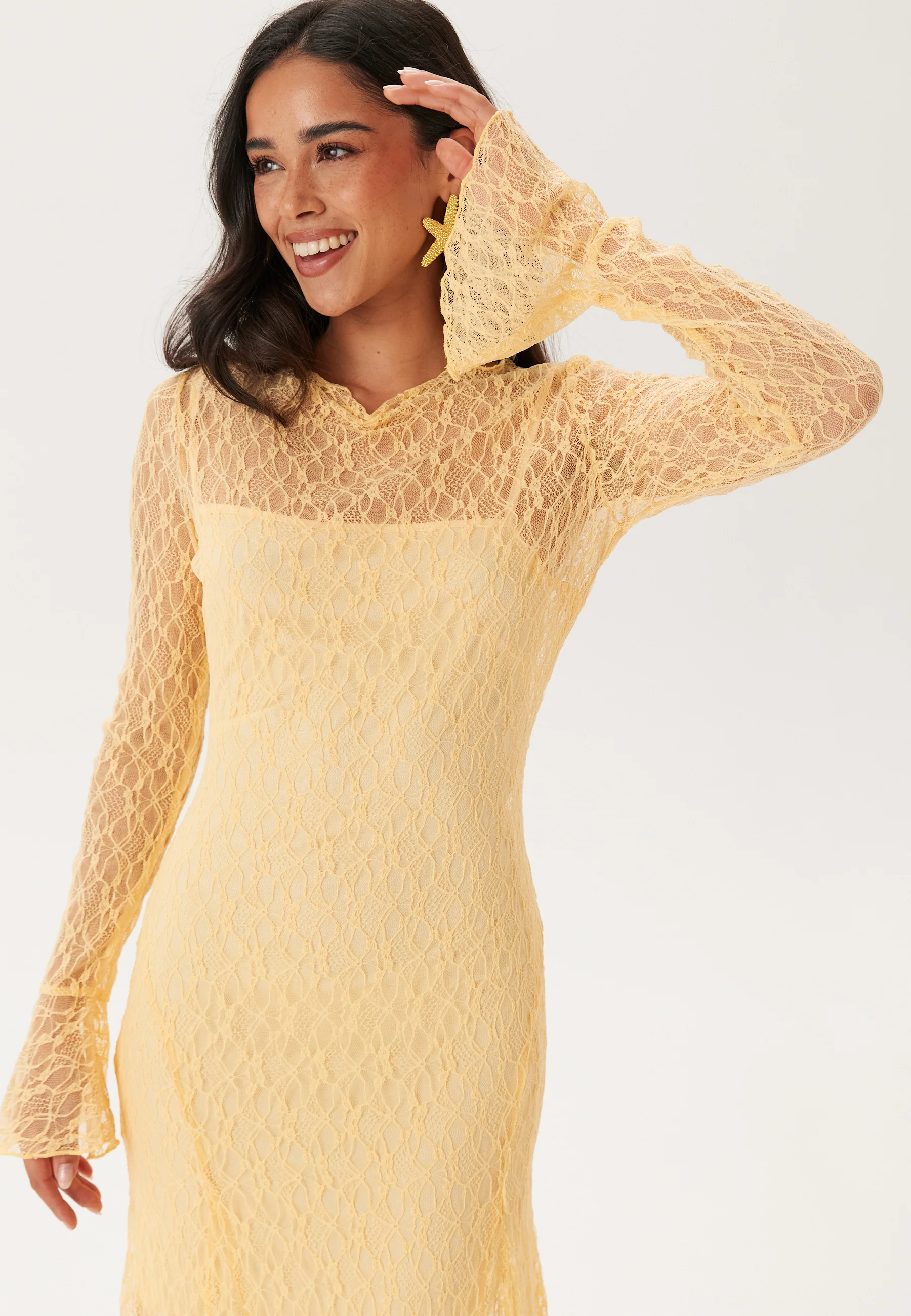 Lace Long Sleeve Ankle Dress - Image 8