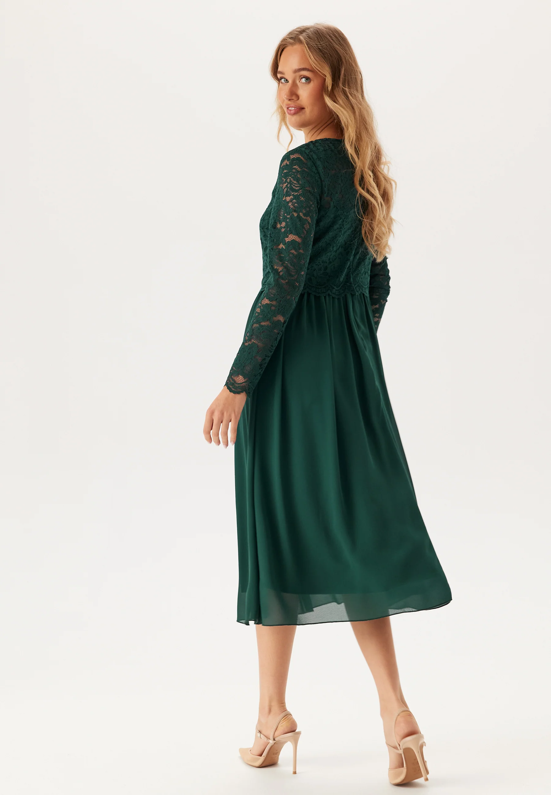 Lace Long Sleeve Midi Dress - Image 2