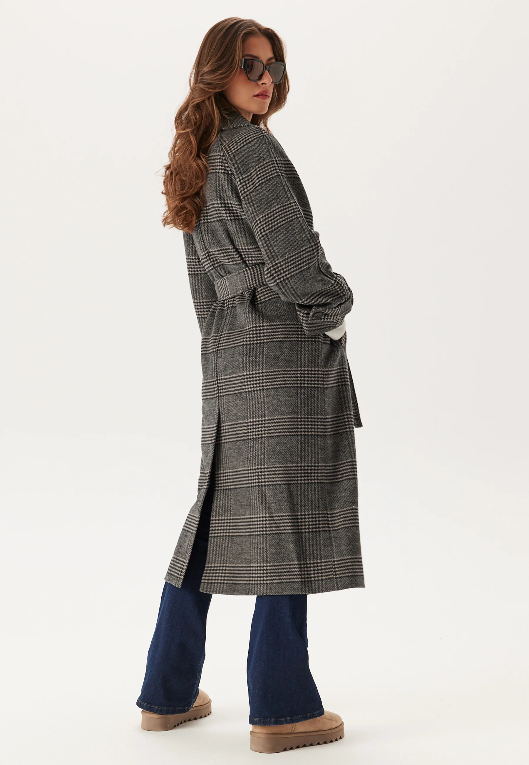 Large Checked Wool Trench Coat - Image 2