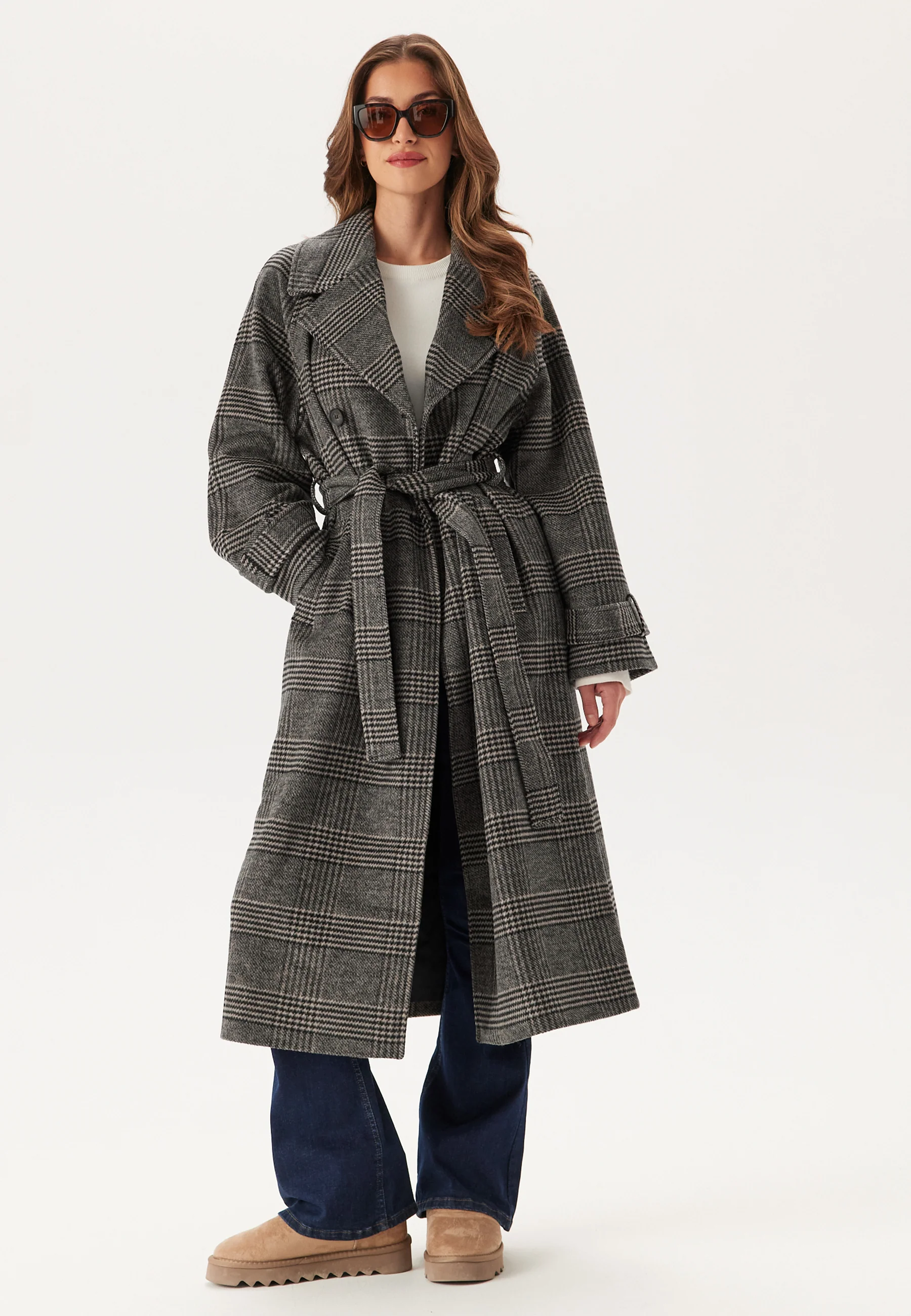 Large Checked Wool Trench Coat - Image 3