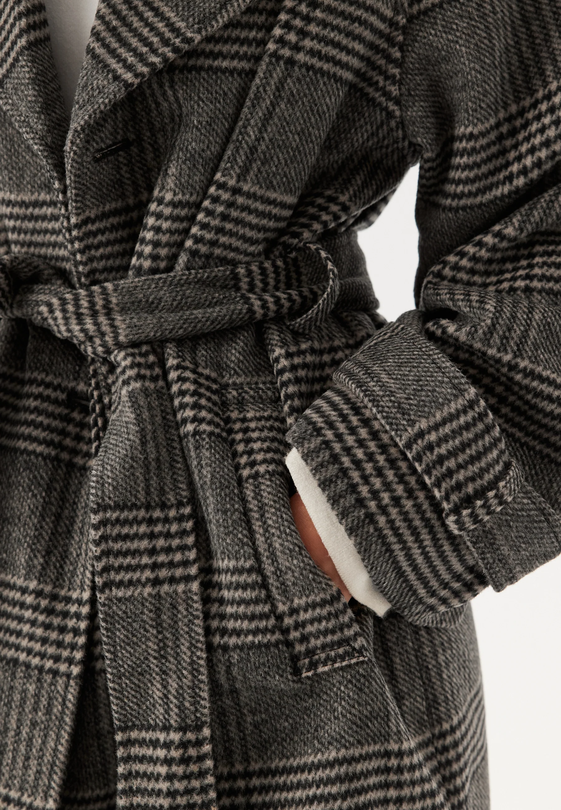 Large Checked Wool Trench Coat - Image 4