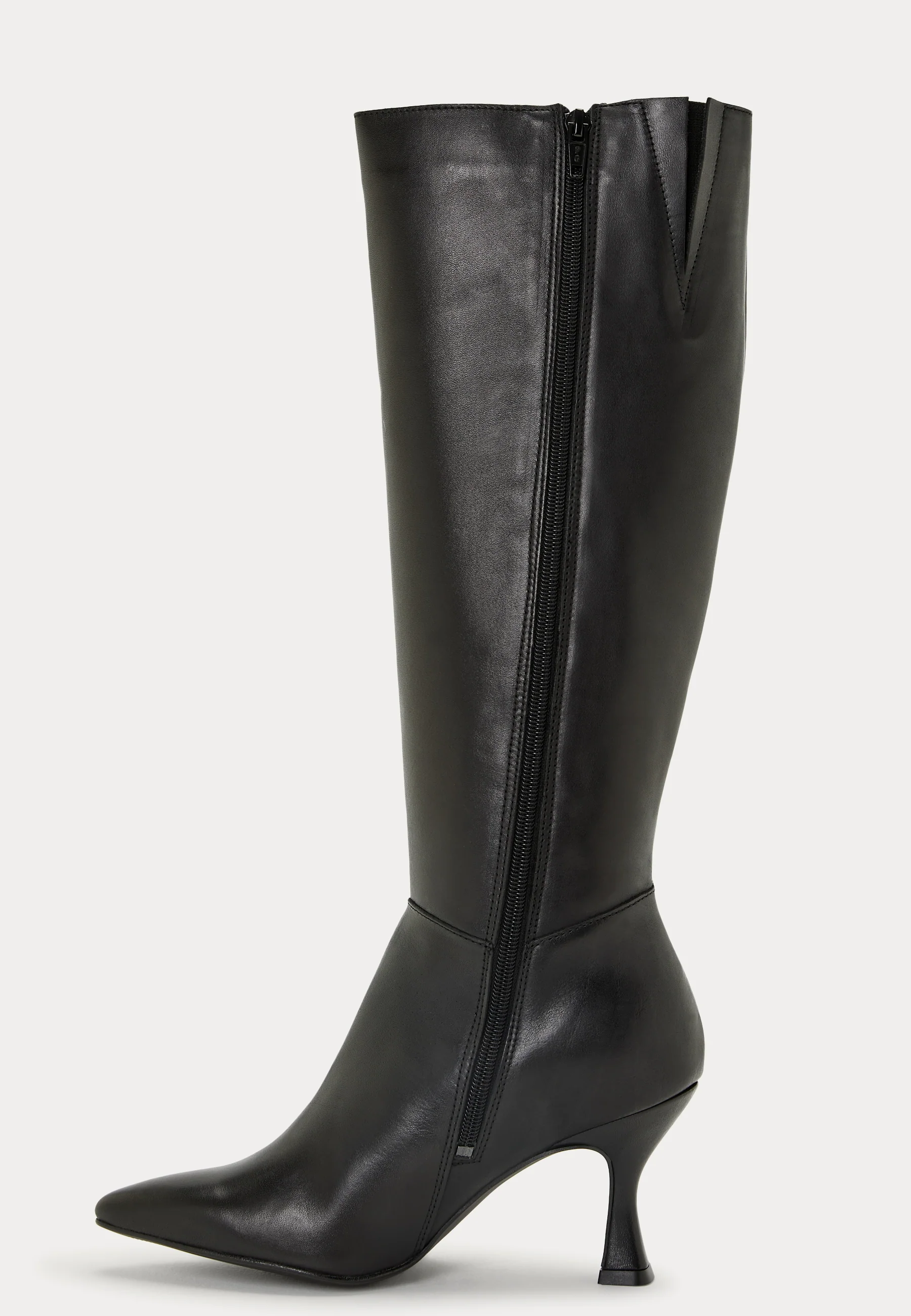 Leather Pointy High Heeled Boots - Image 4