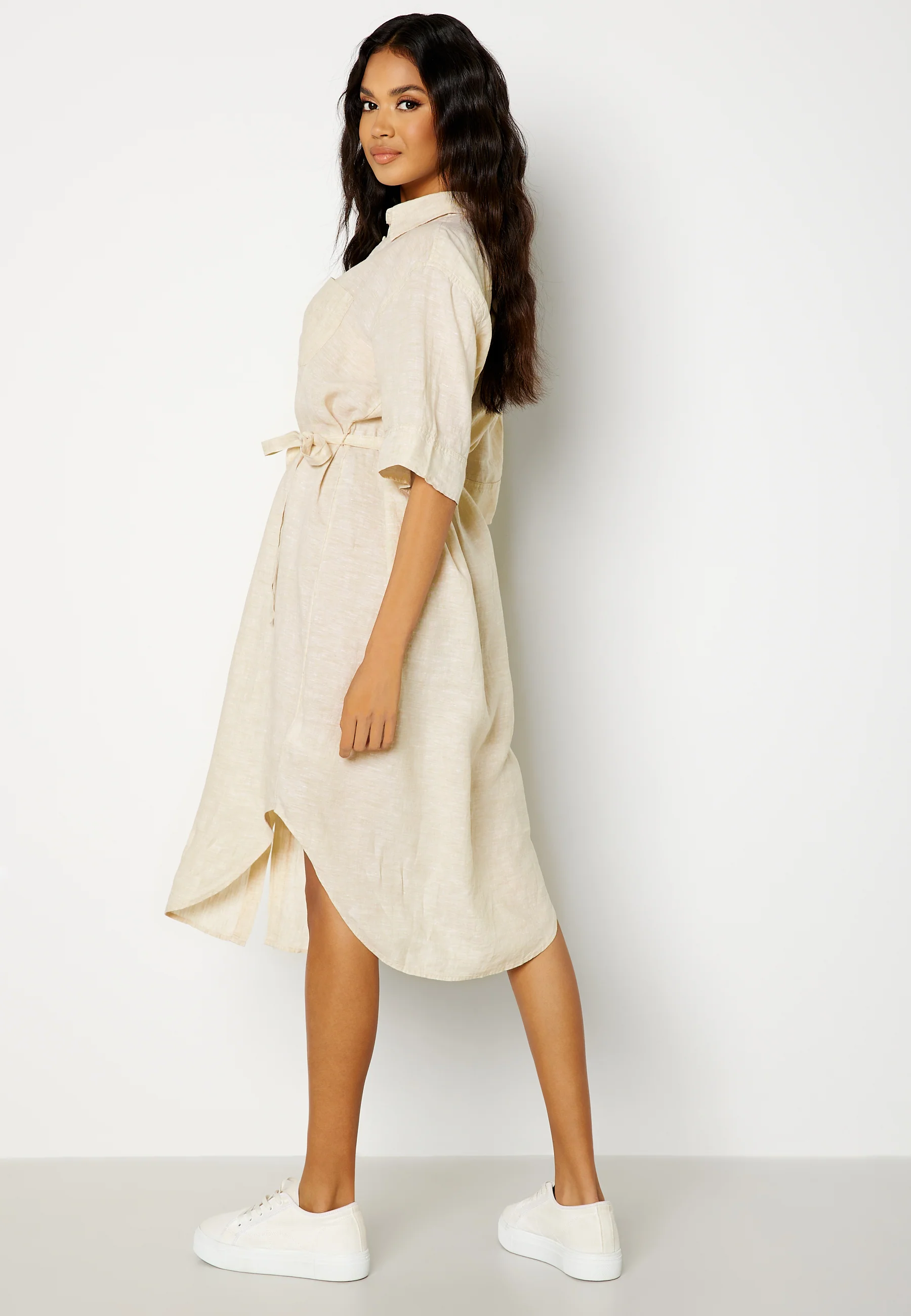 Linen Chambray Shirt Dress - Image 2