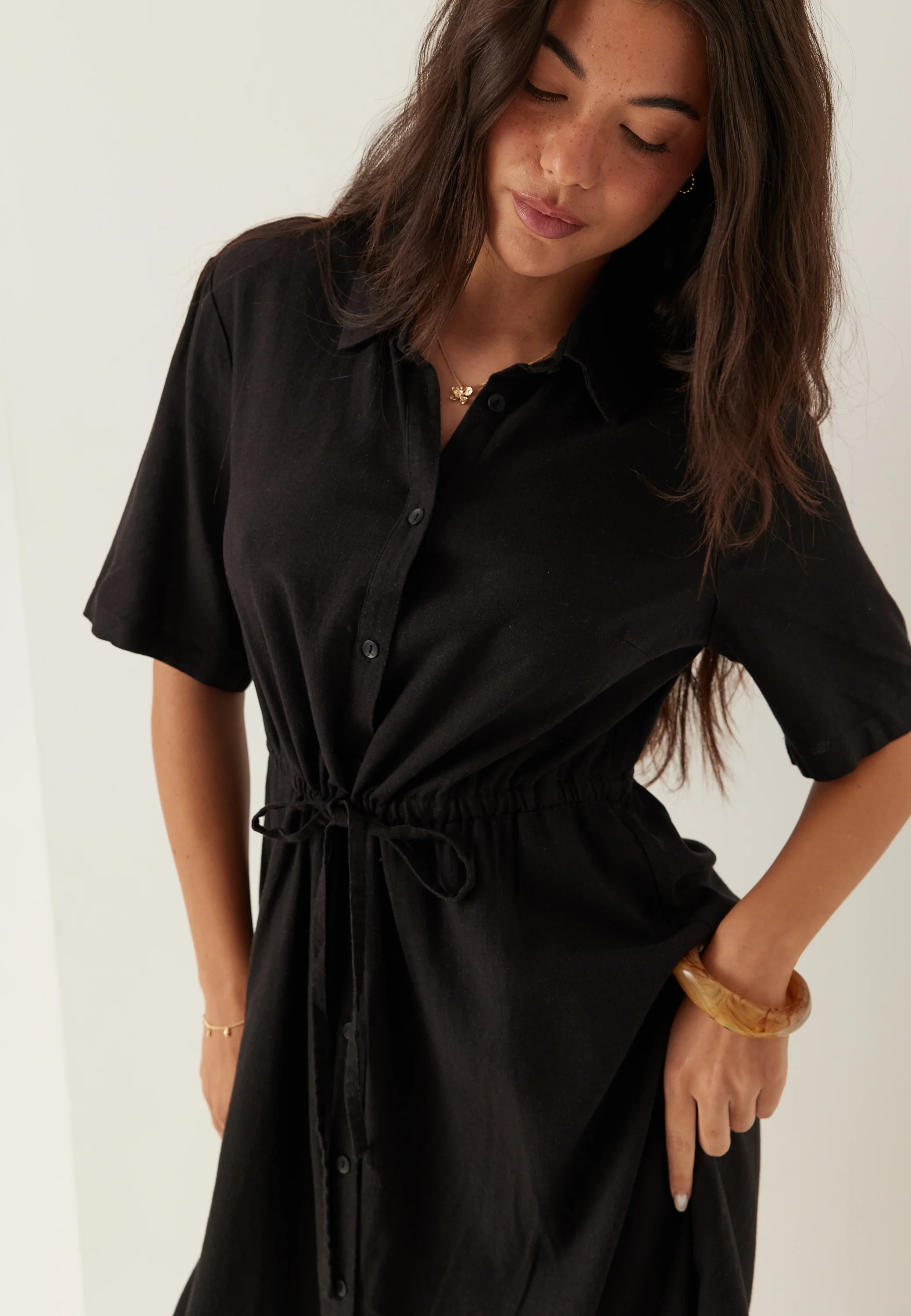 Linen Shirt Dress - Image 3
