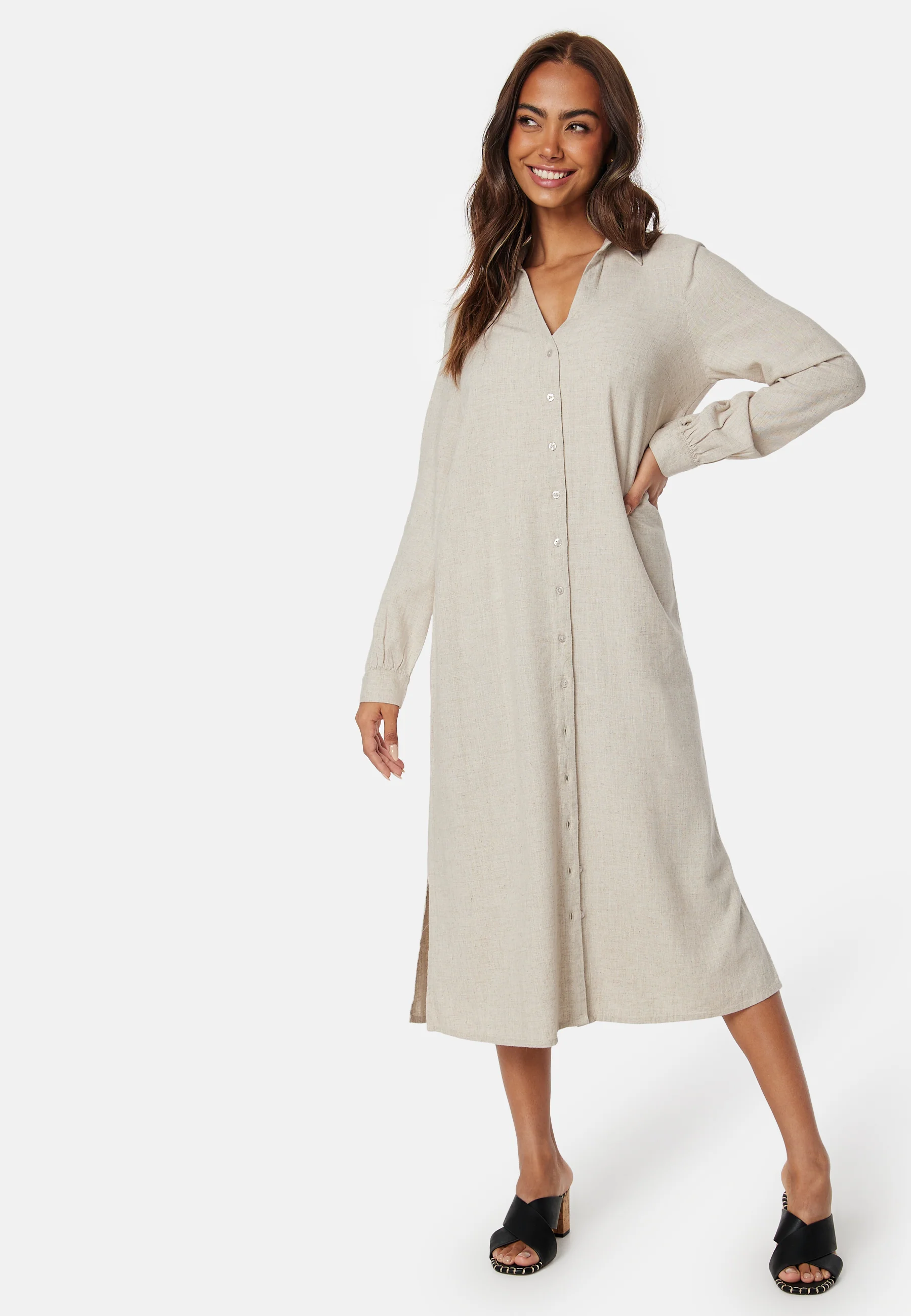 Linen Shirt Dress - Image 2