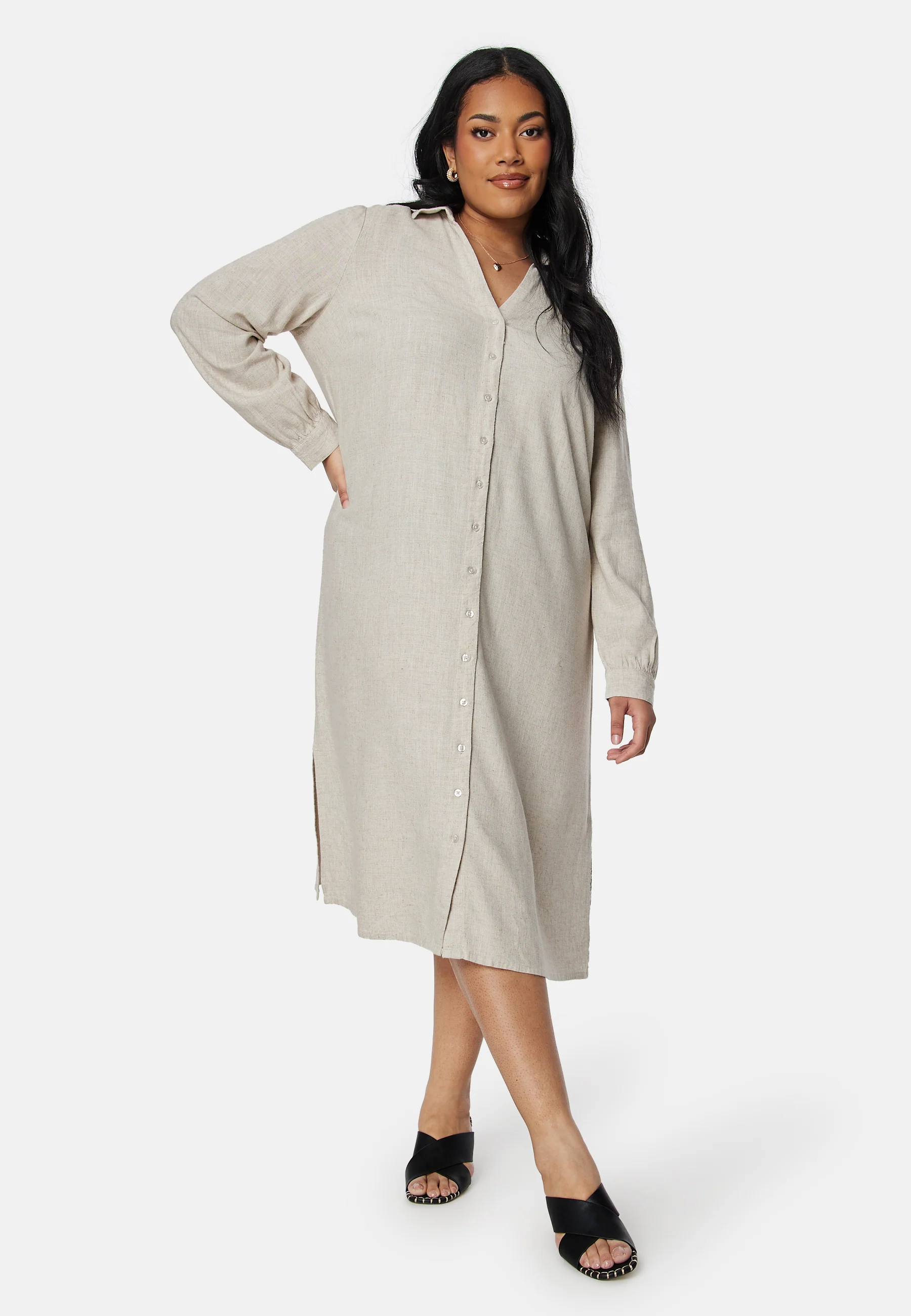 Linen Shirt Dress - Image 7