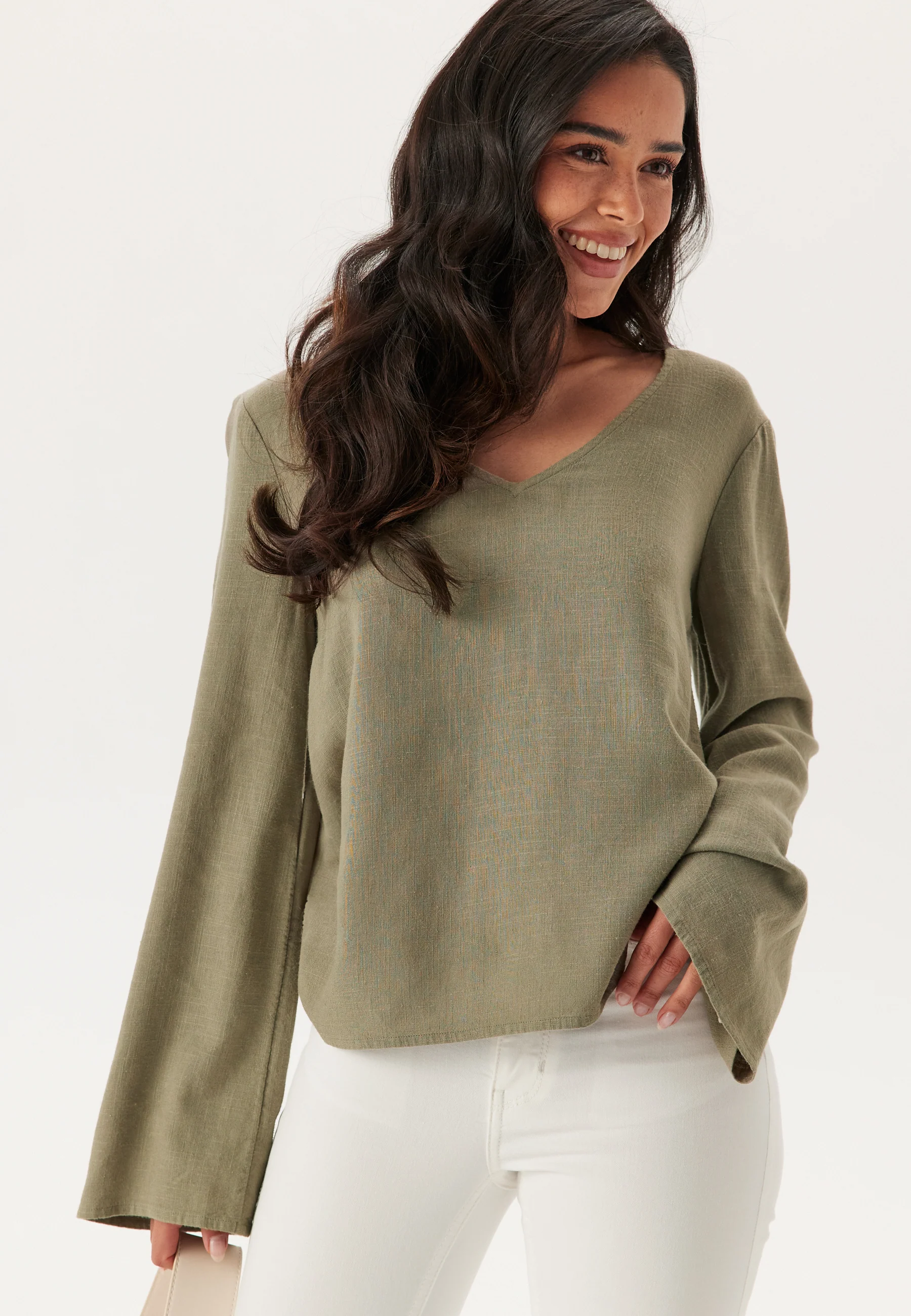 Linen Wide Sleeve Blouse - Image 2