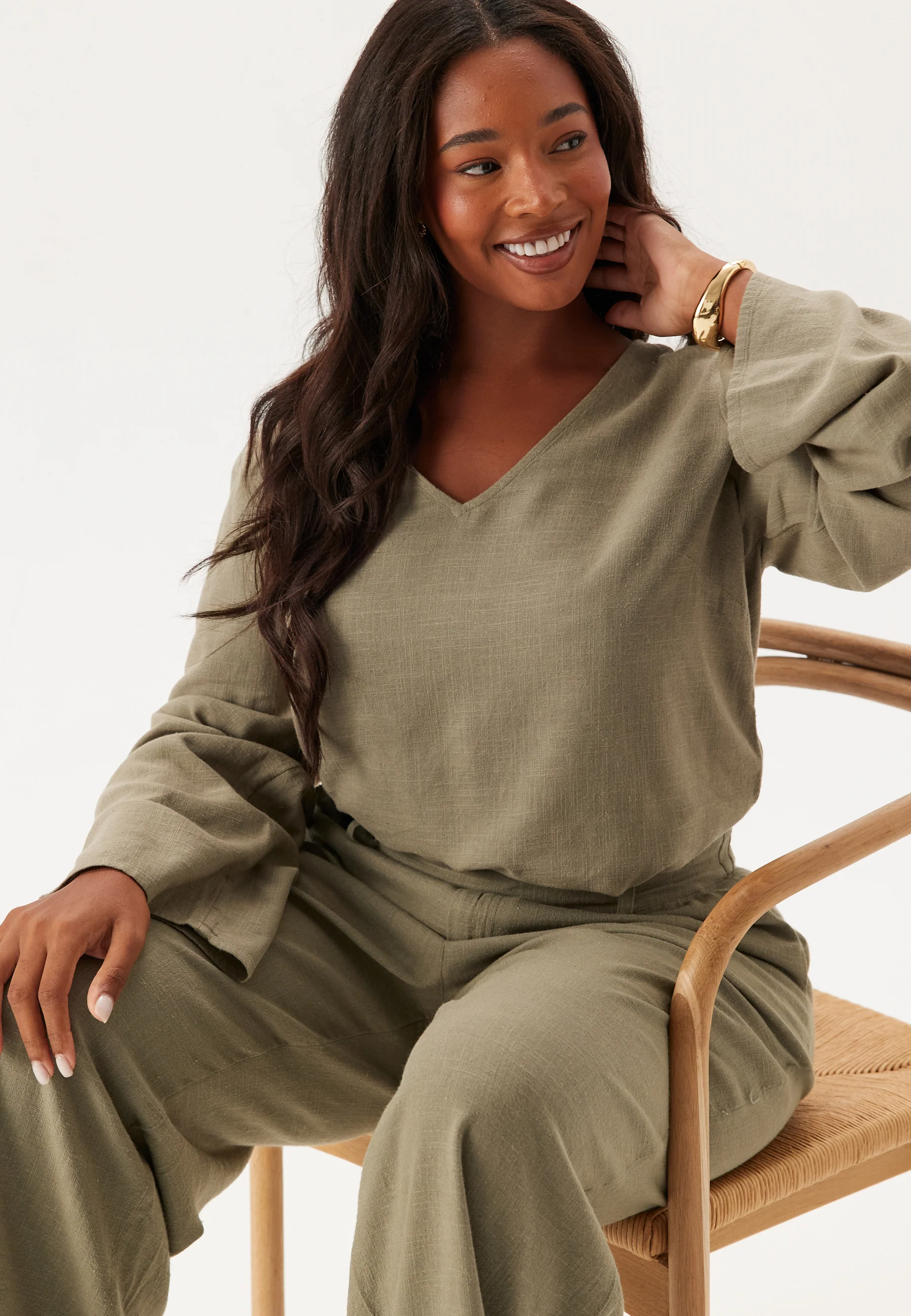 Linen Wide Sleeve Blouse - Image 4