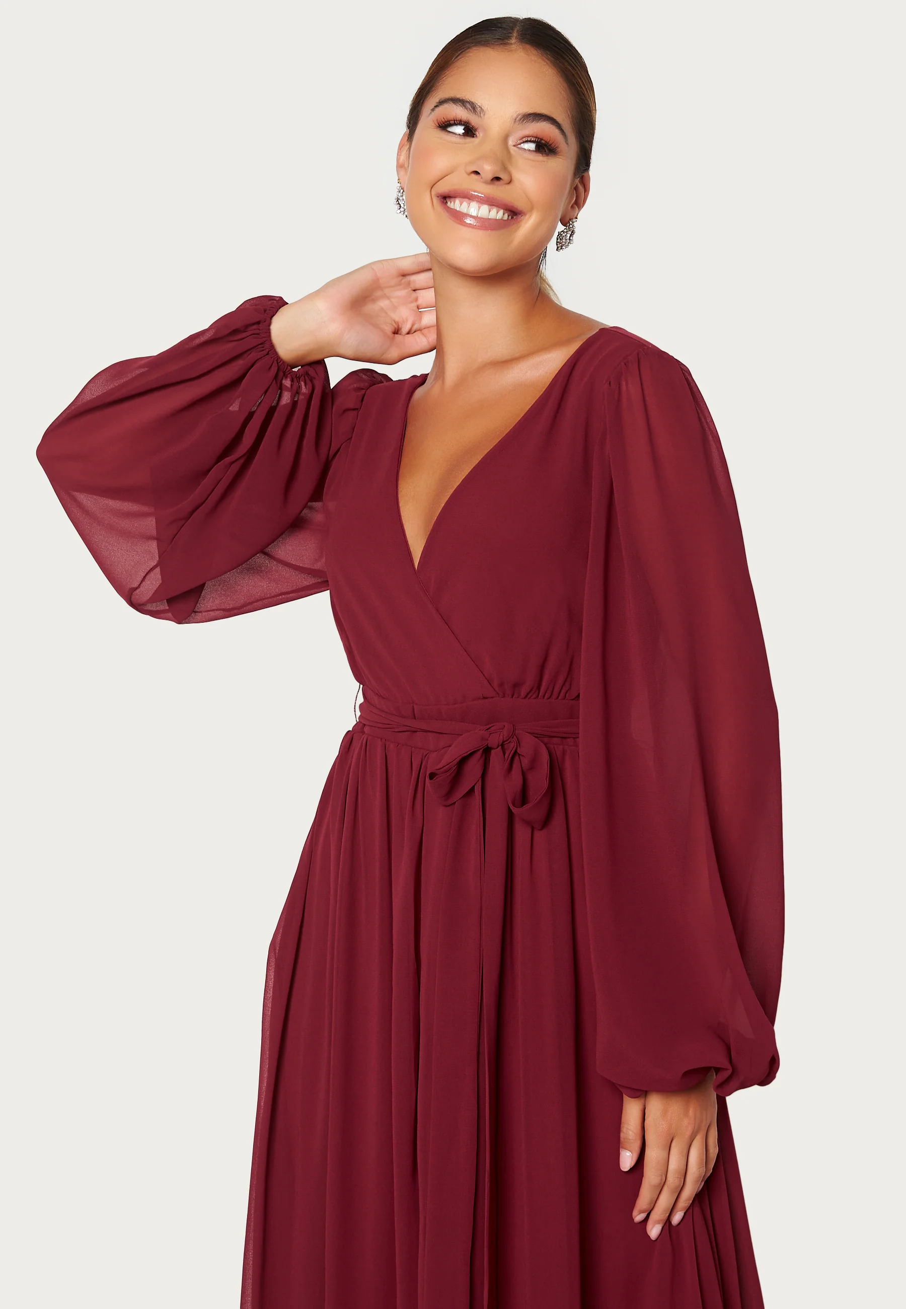Long Sleeve Chiffon Dress - Image 3