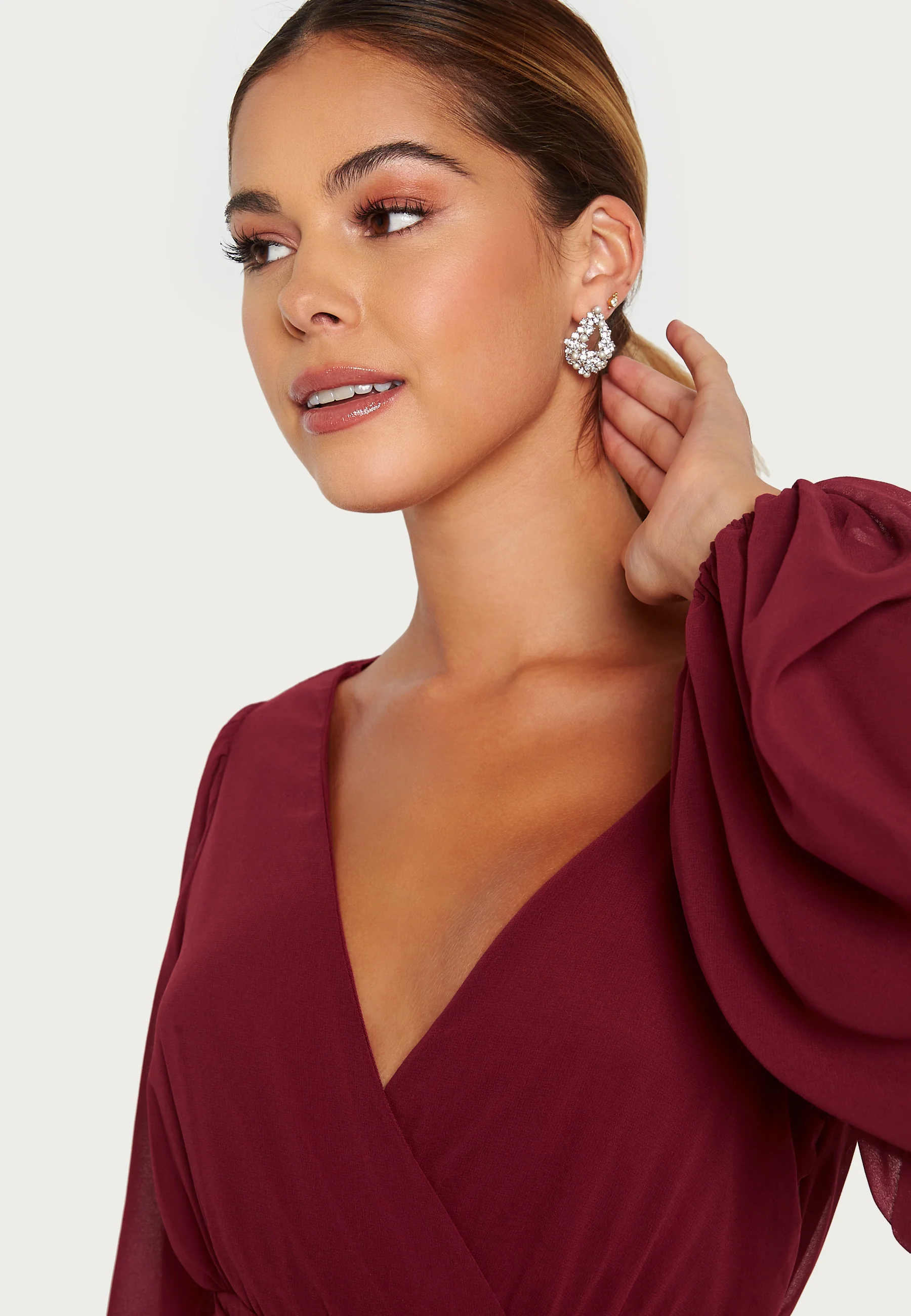 Long Sleeve Chiffon Dress - Image 4
