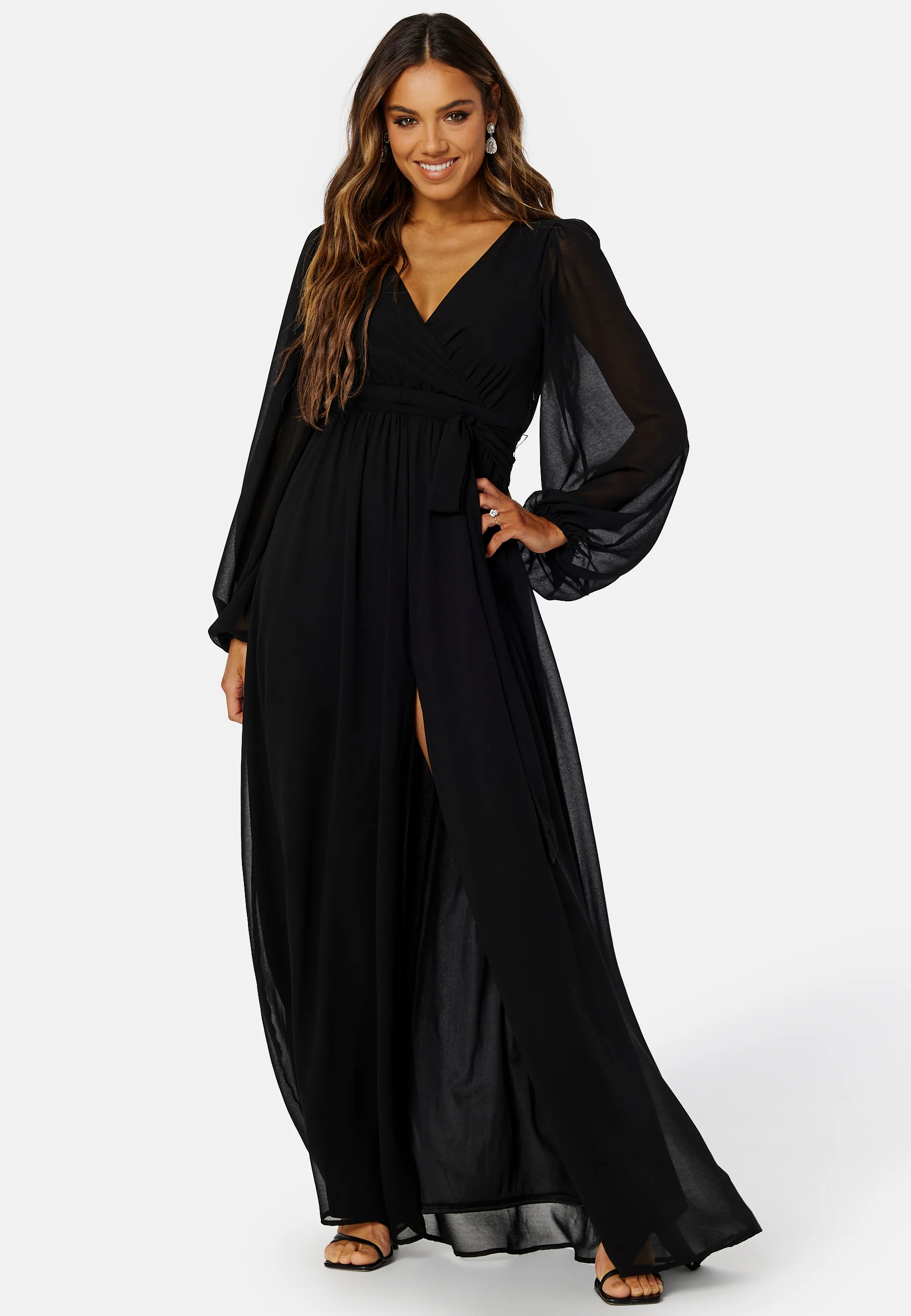 Long Sleeve Chiffon Dress - Image 2