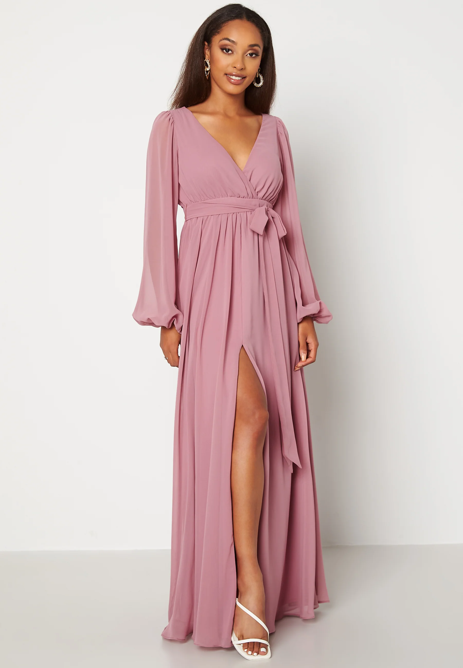 Long Sleeve Chiffon Dress - Image 2