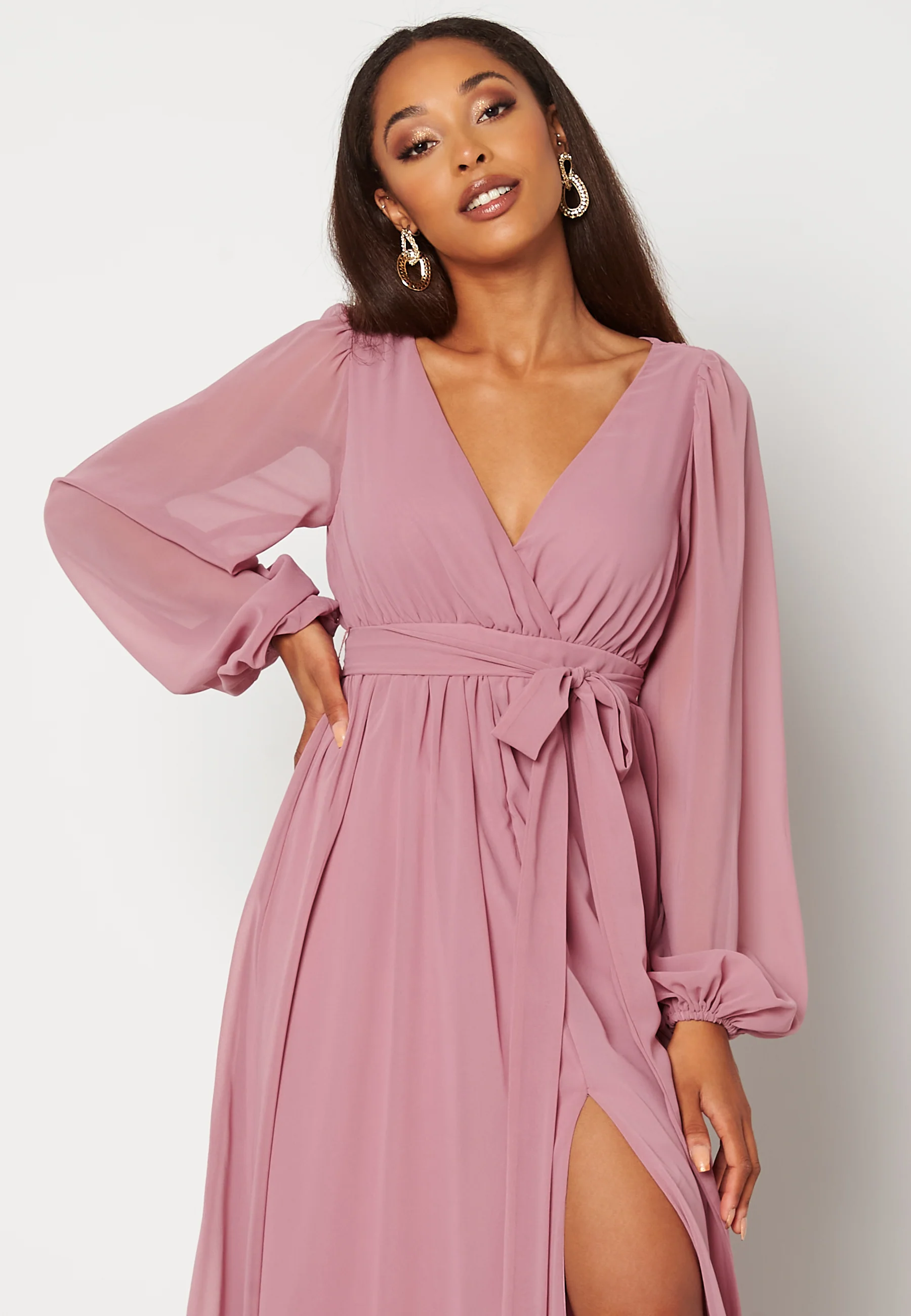 Long Sleeve Chiffon Dress - Image 4