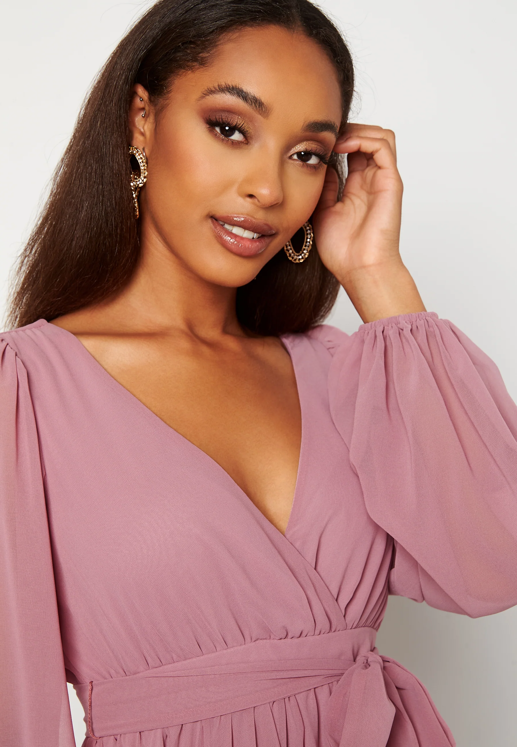 Long Sleeve Chiffon Dress - Image 5