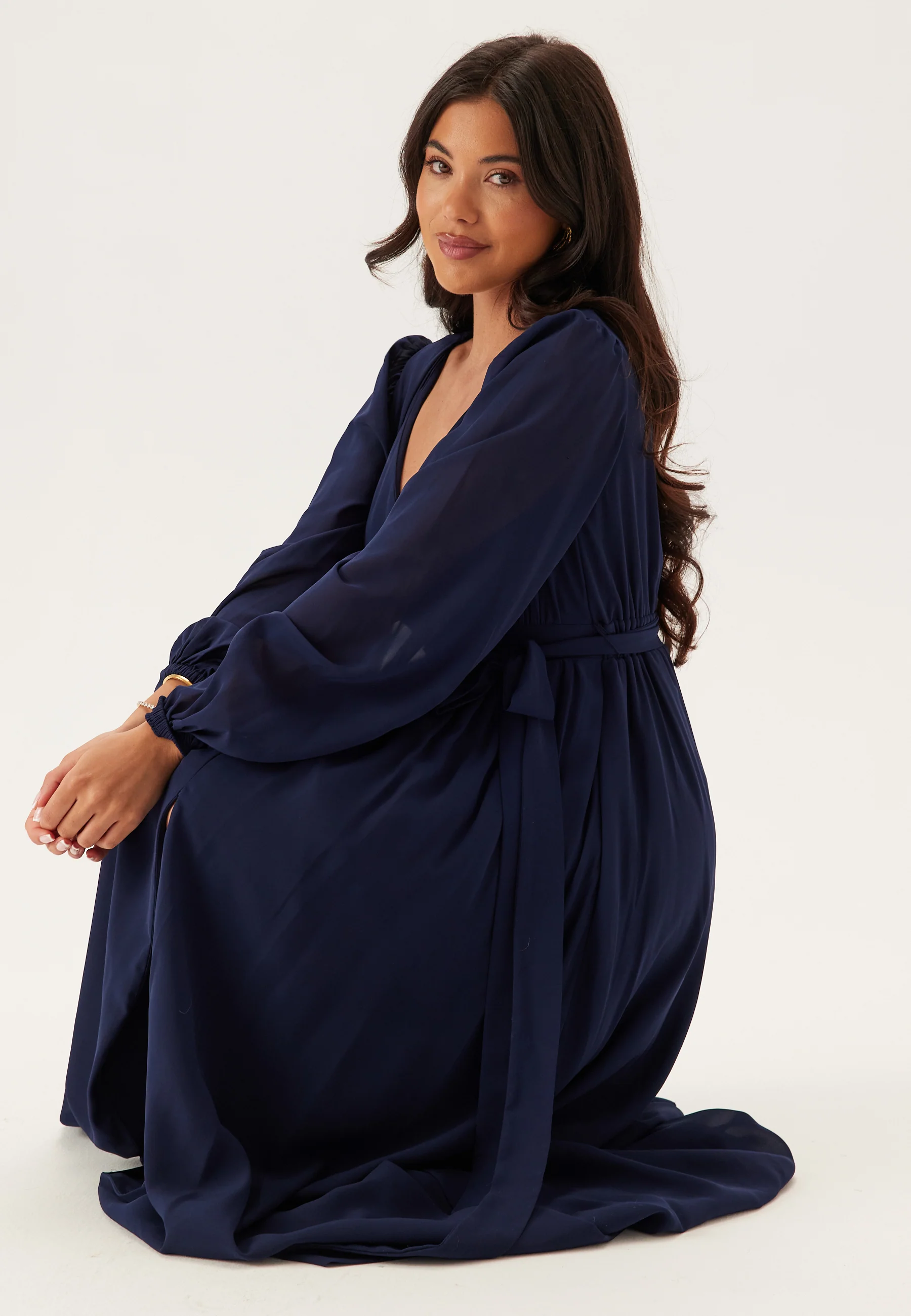 Long Sleeve Chiffon Dress - Image 2