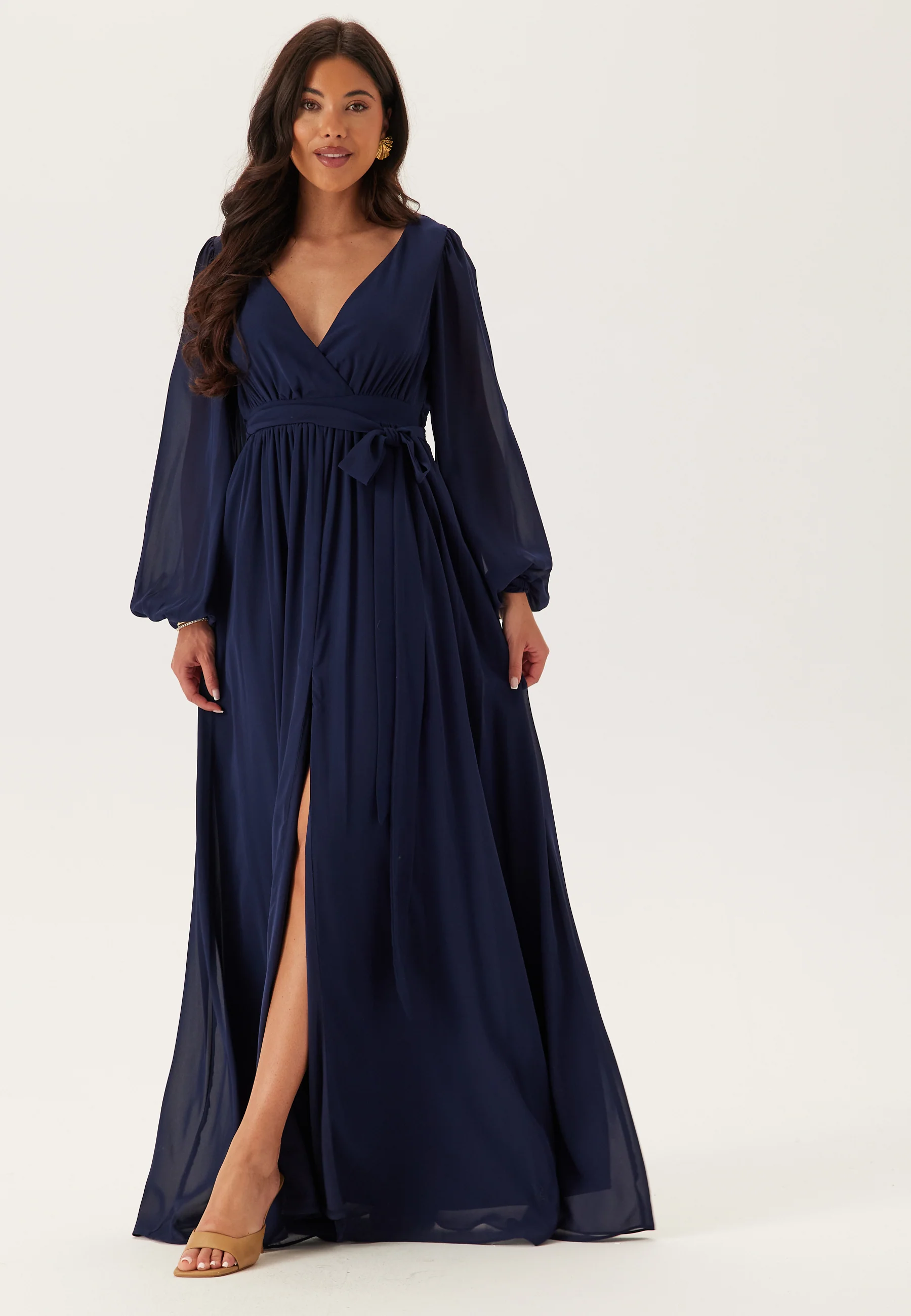 Long Sleeve Chiffon Dress - Image 3