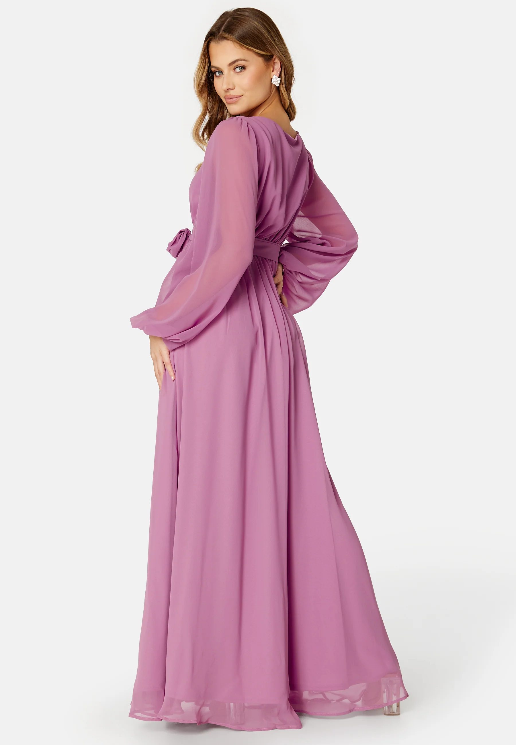 Long Sleeve Chiffon Dress - Image 2