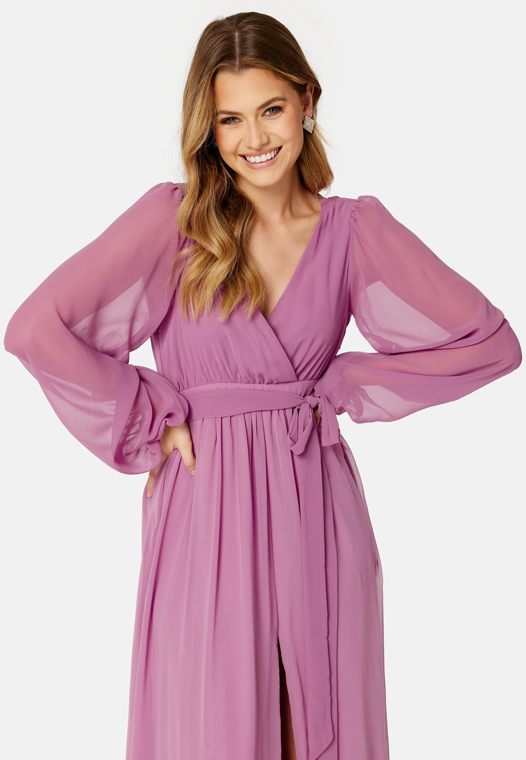 Long Sleeve Chiffon Dress - Image 4