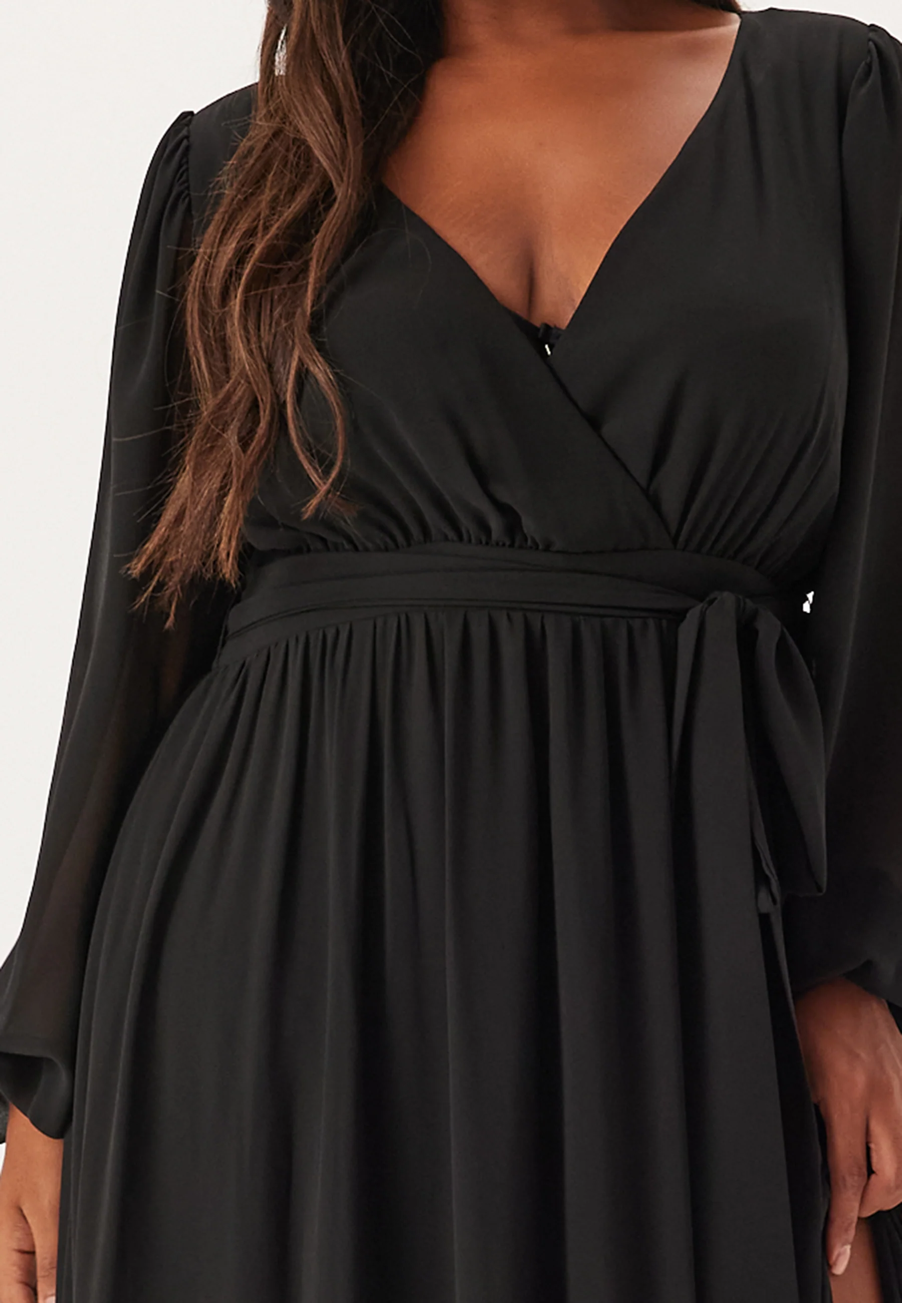 Long Sleeve Chiffon Maxi Curve Dress - Image 3