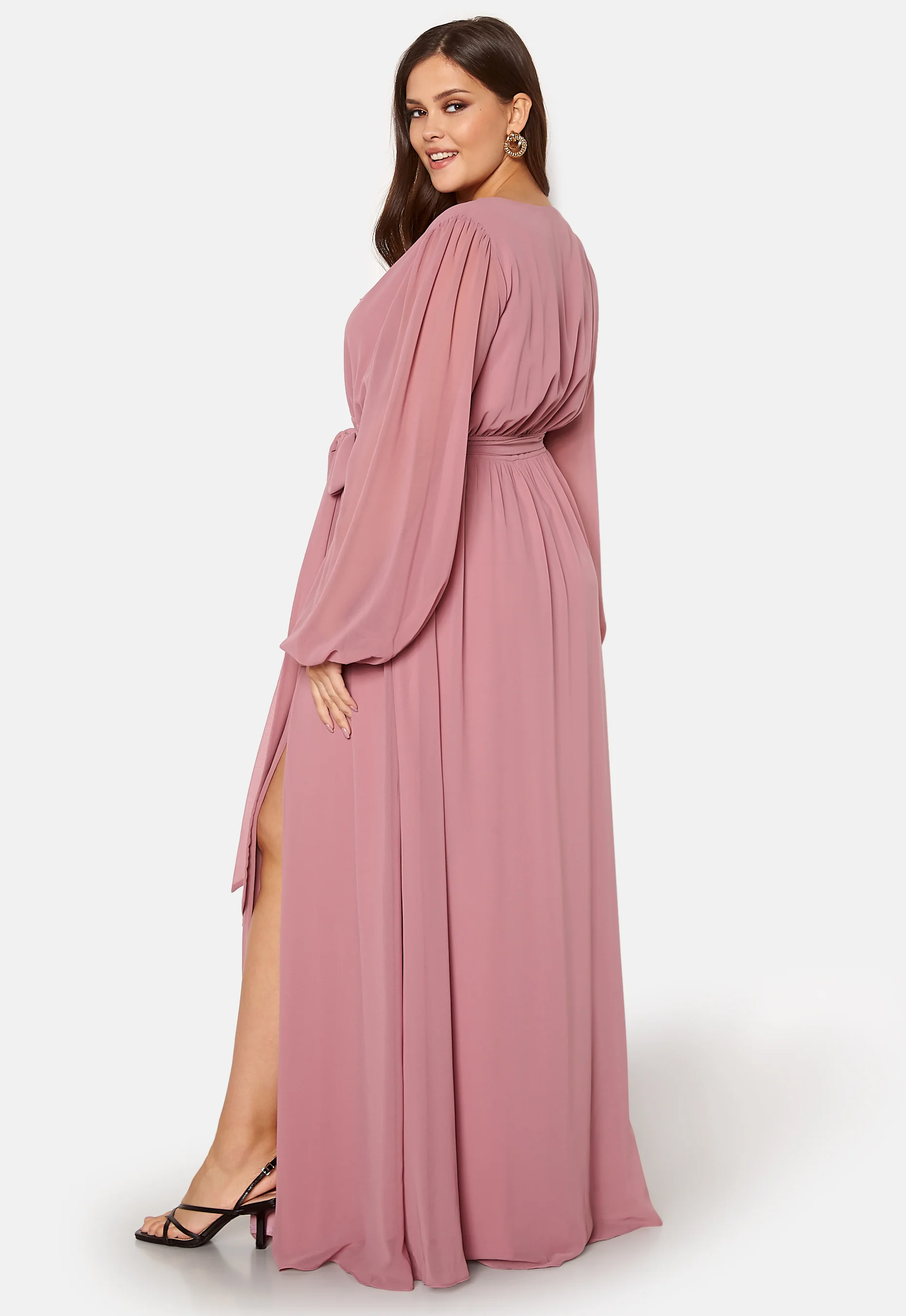 Long Sleeve Chiffon Maxi Curve Dress - Image 2