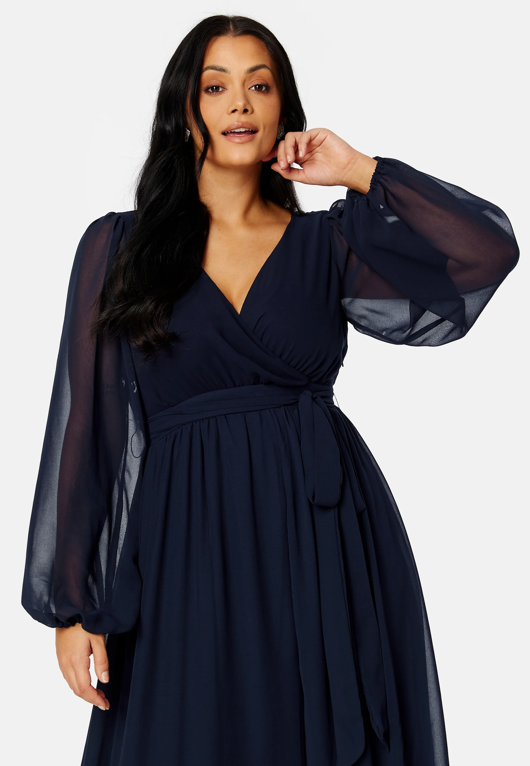 Long Sleeve Chiffon Maxi Curve Dress - Image 4