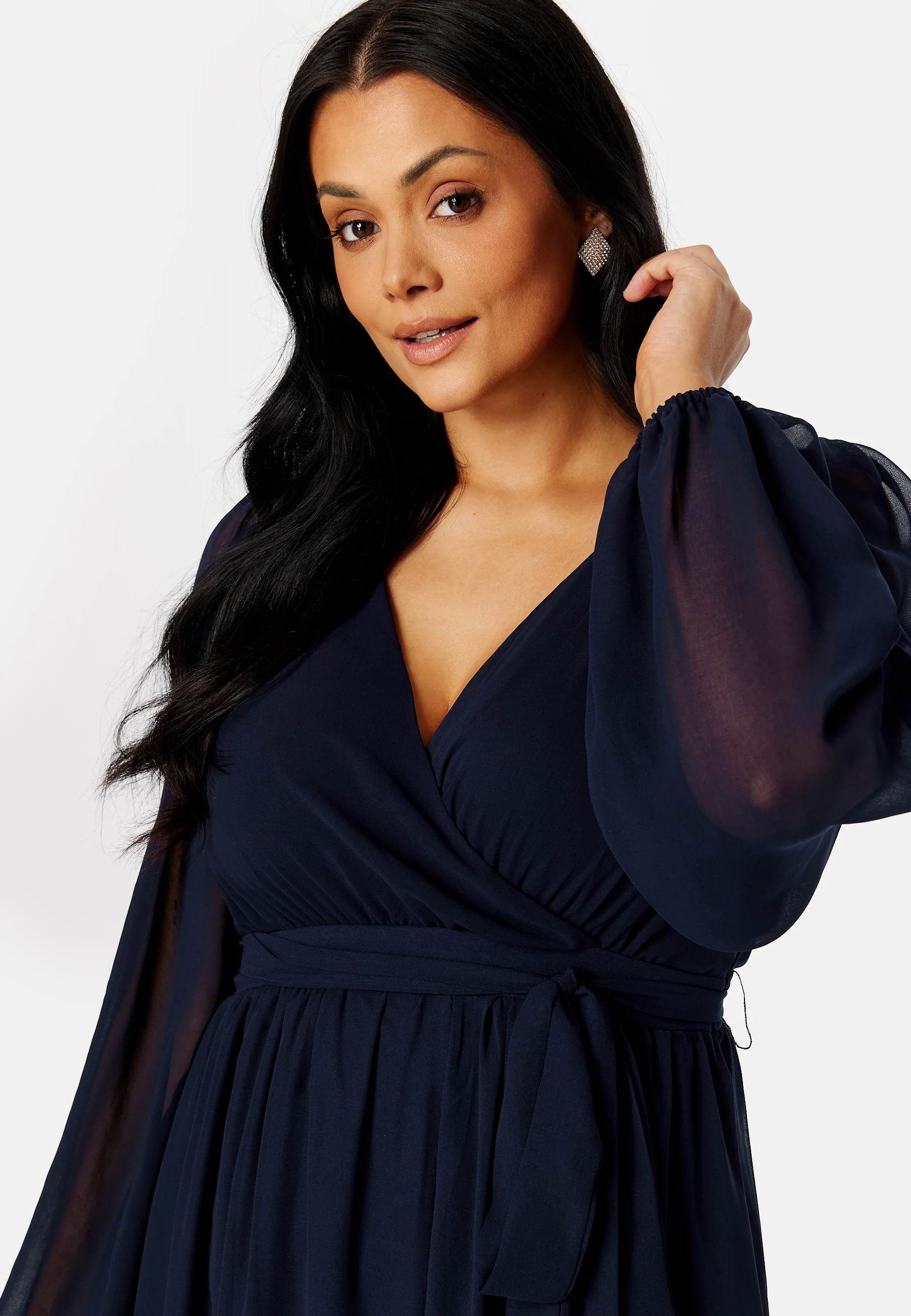 Long Sleeve Chiffon Maxi Curve Dress - Image 5