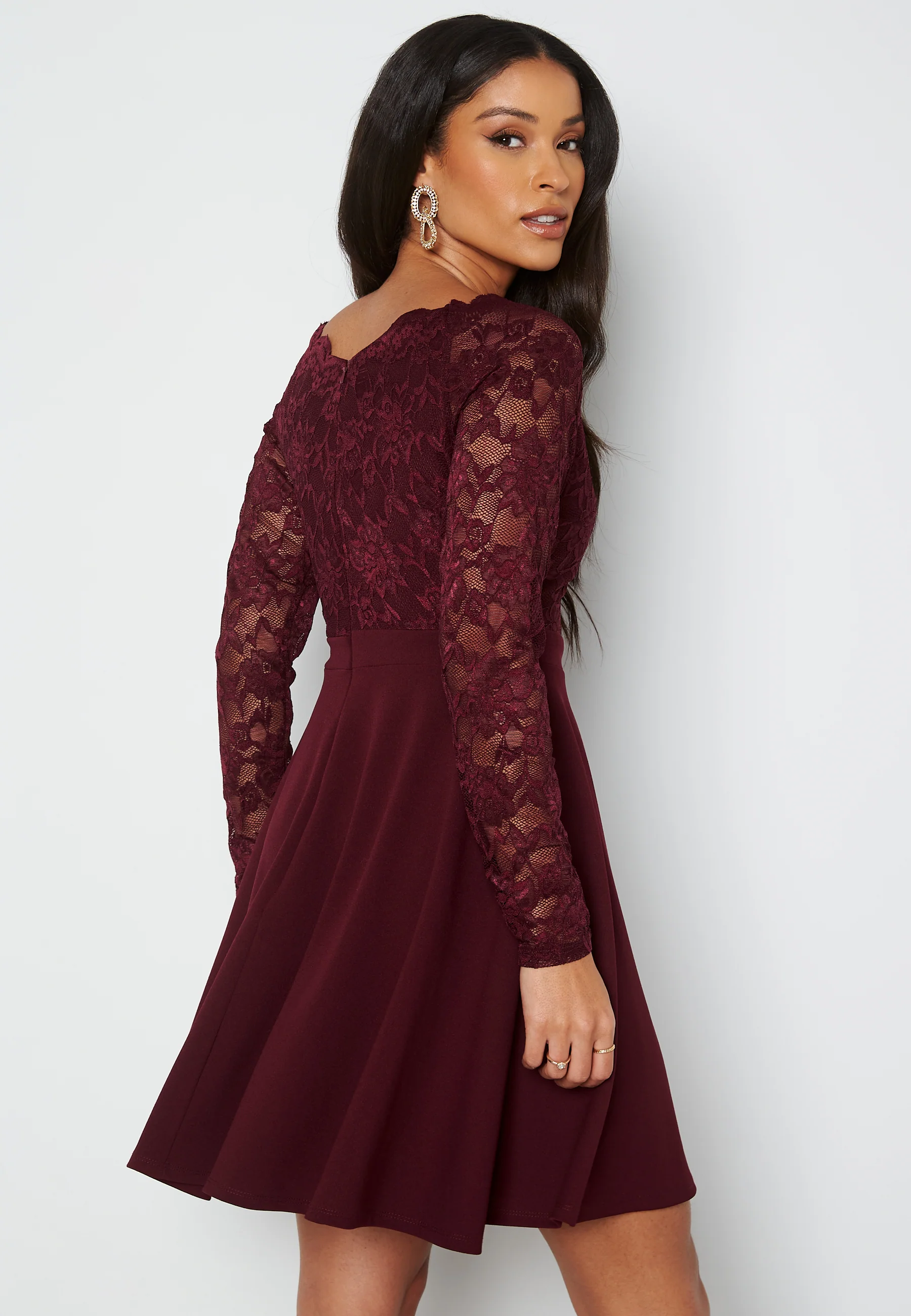 Long Sleeve Lace Skater Dress - Image 3