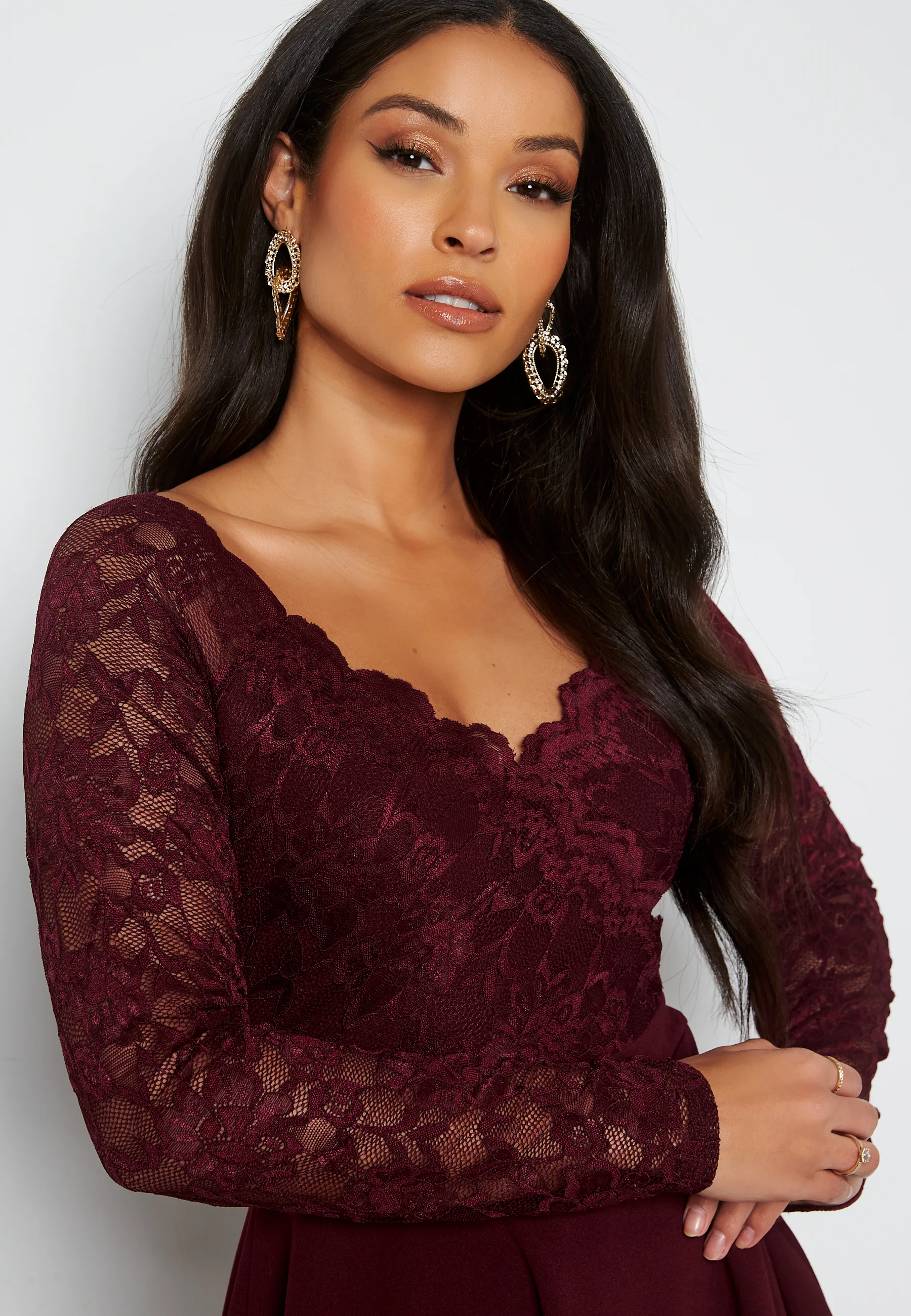 Long Sleeve Lace Skater Dress - Image 4