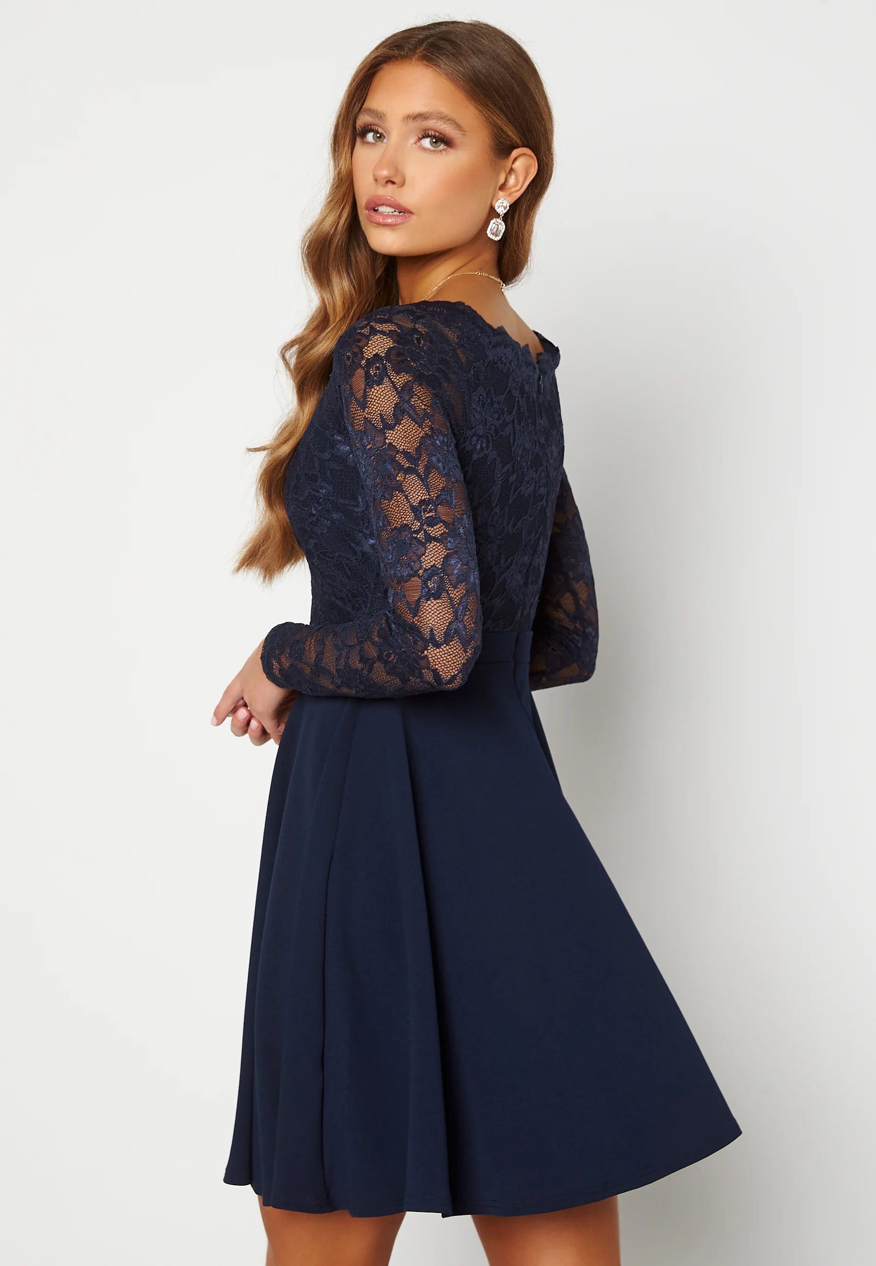 Long Sleeve Lace Skater Dress - Image 3