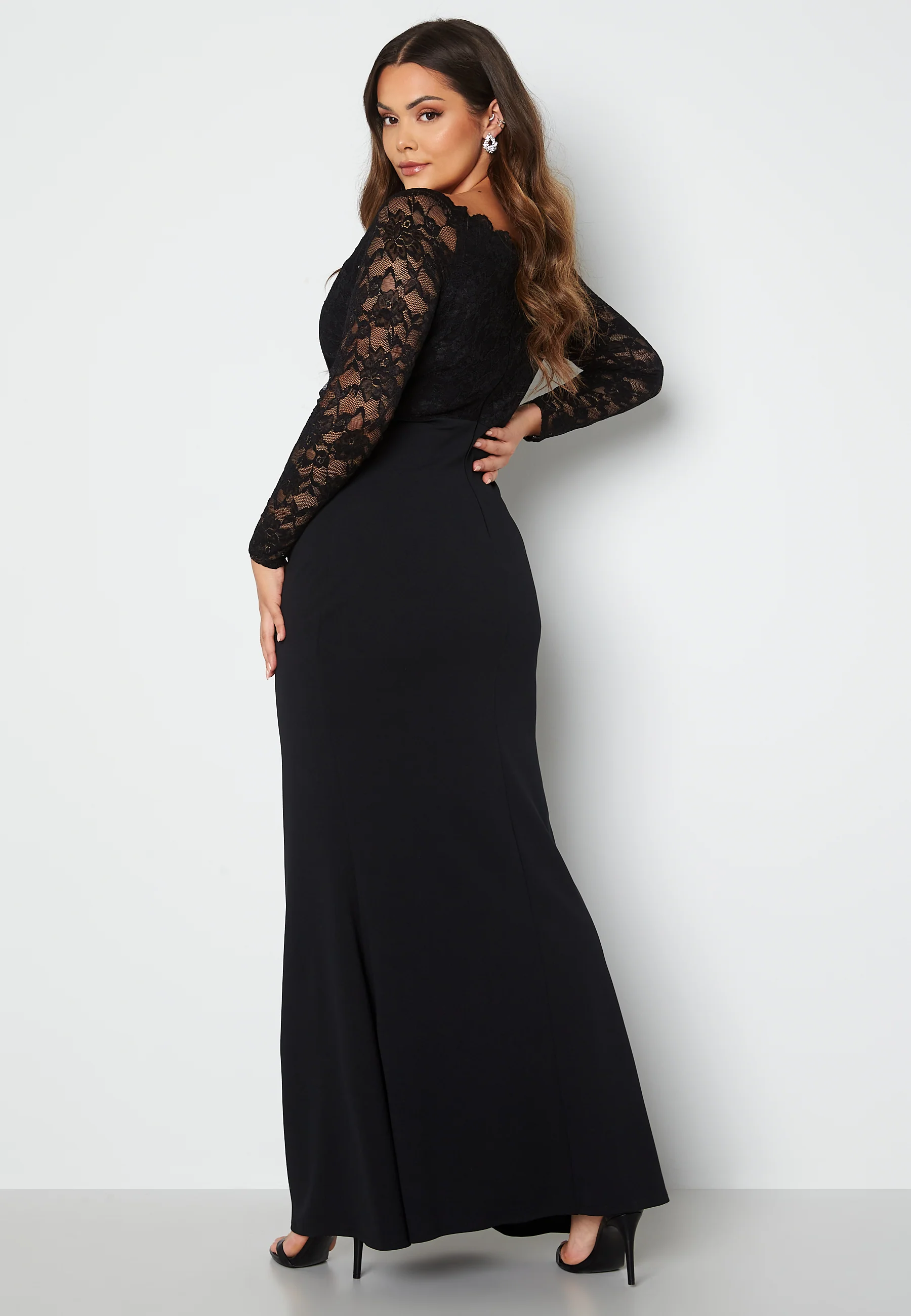 Long Sleeve Lace Trim Maxi Dress - Image 2