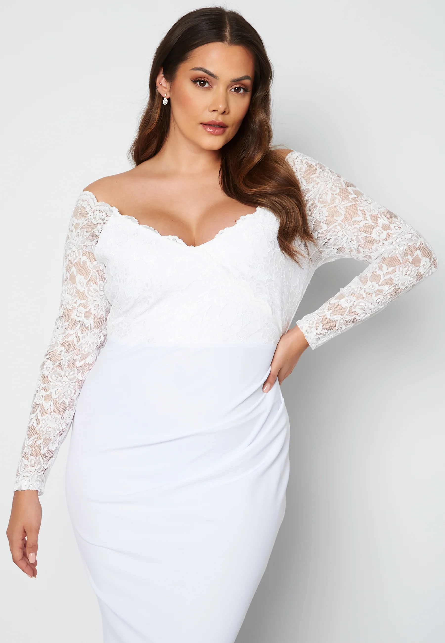 Long Sleeve Lace Trim Maxi Dress - Image 3