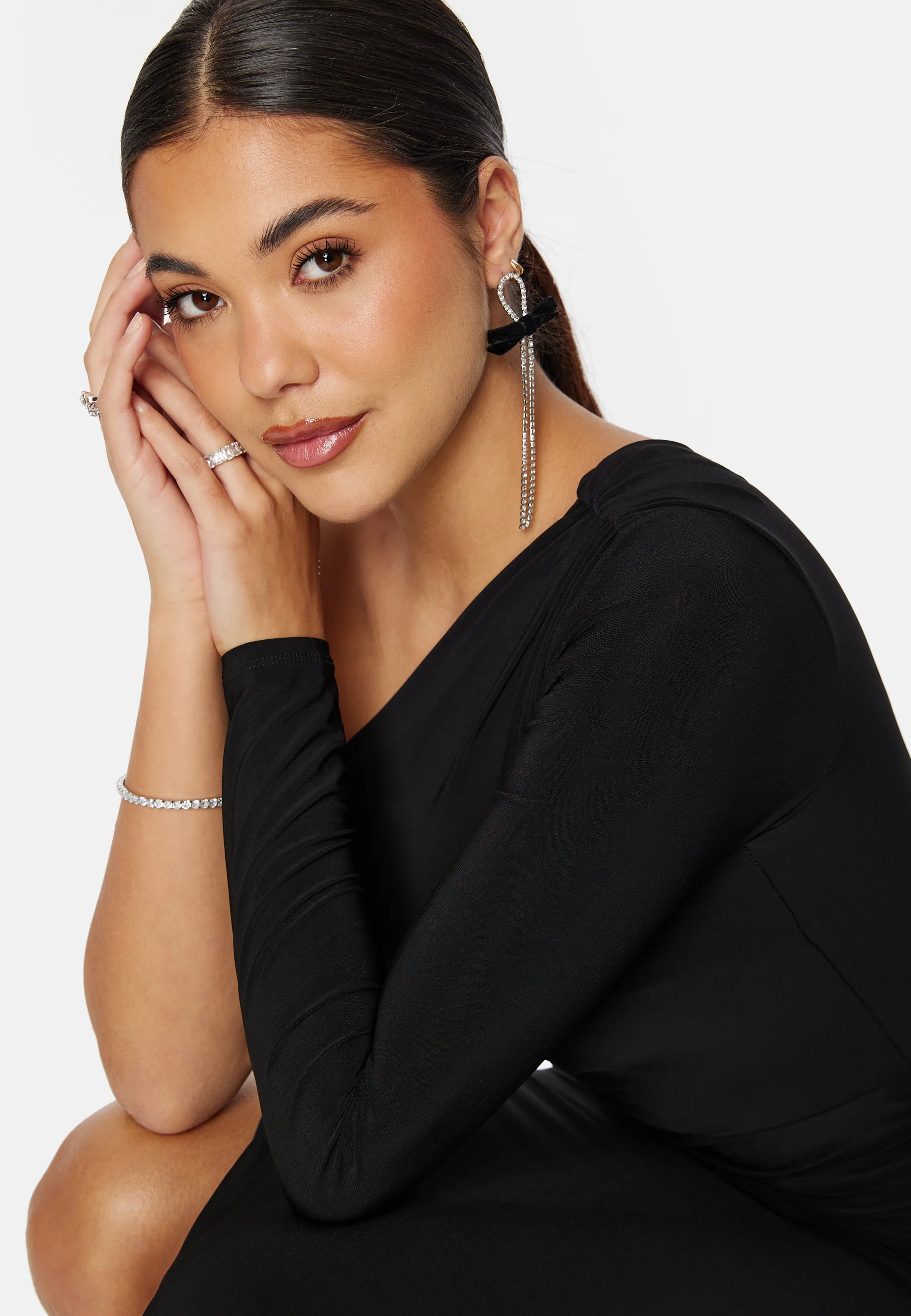 Long Sleeve One Shoulder Maxi Dress - Image 5