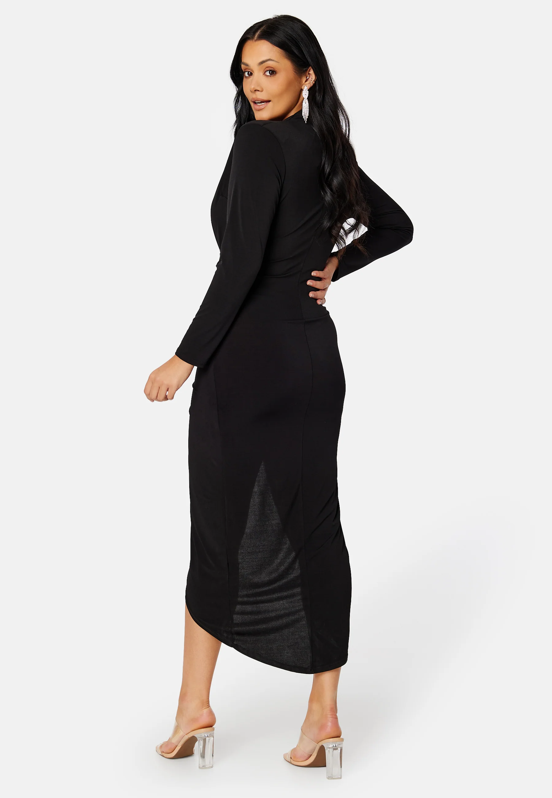 Long Sleeve Rouch Curve Dress - Image 2