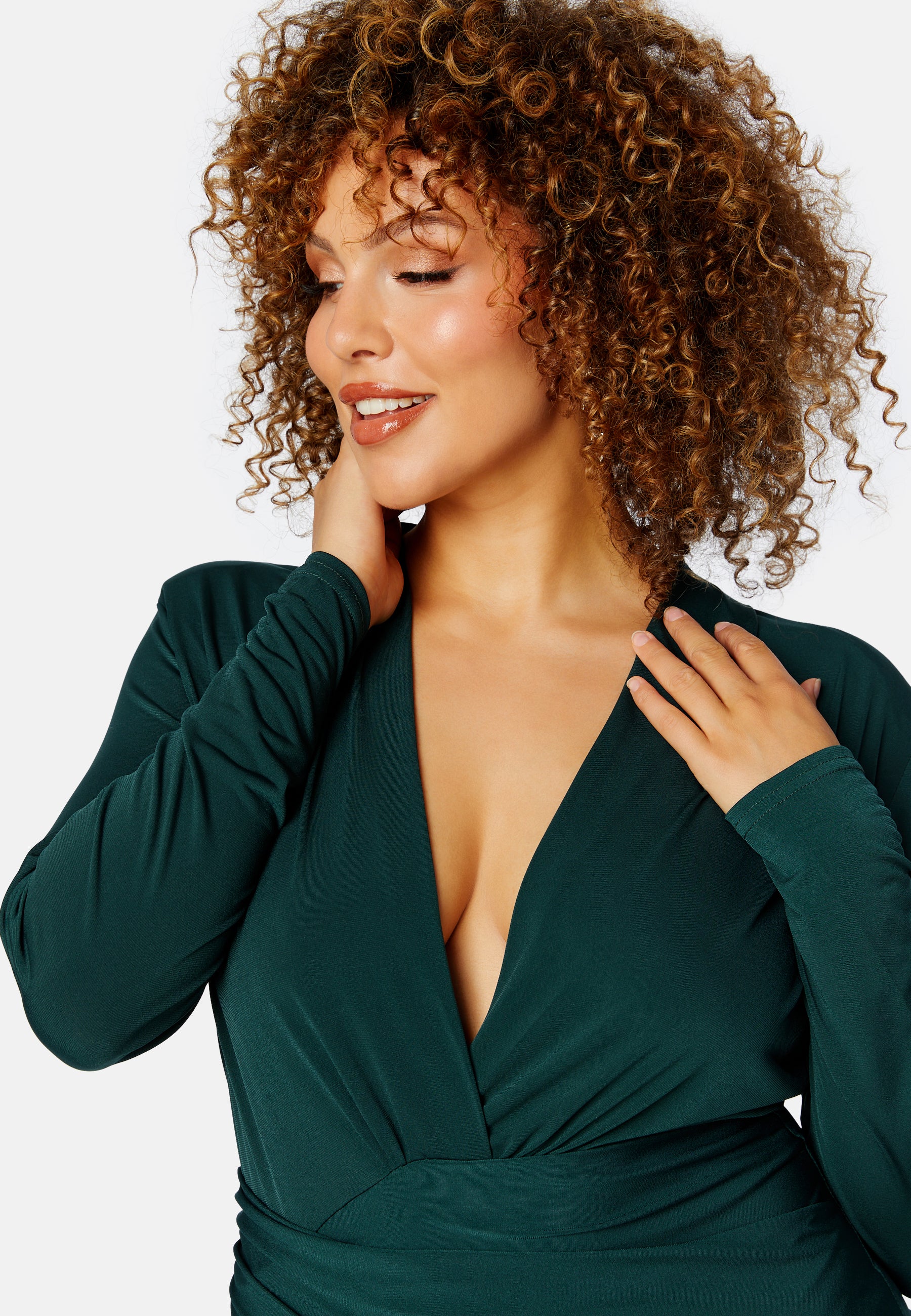 Long Sleeve Rouch Curve Dress - Image 4