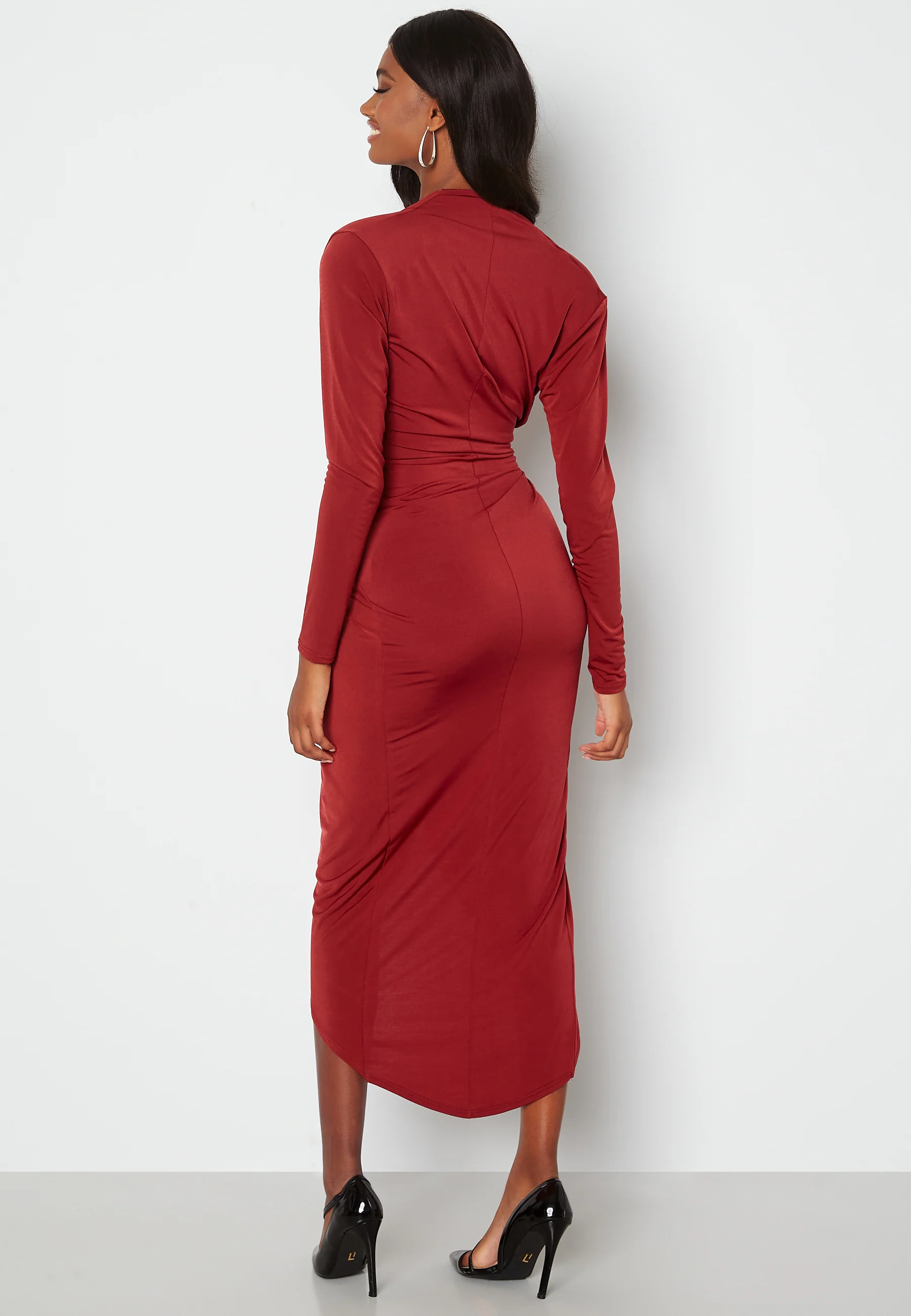 Long Sleeve Rouch Dress - Image 2
