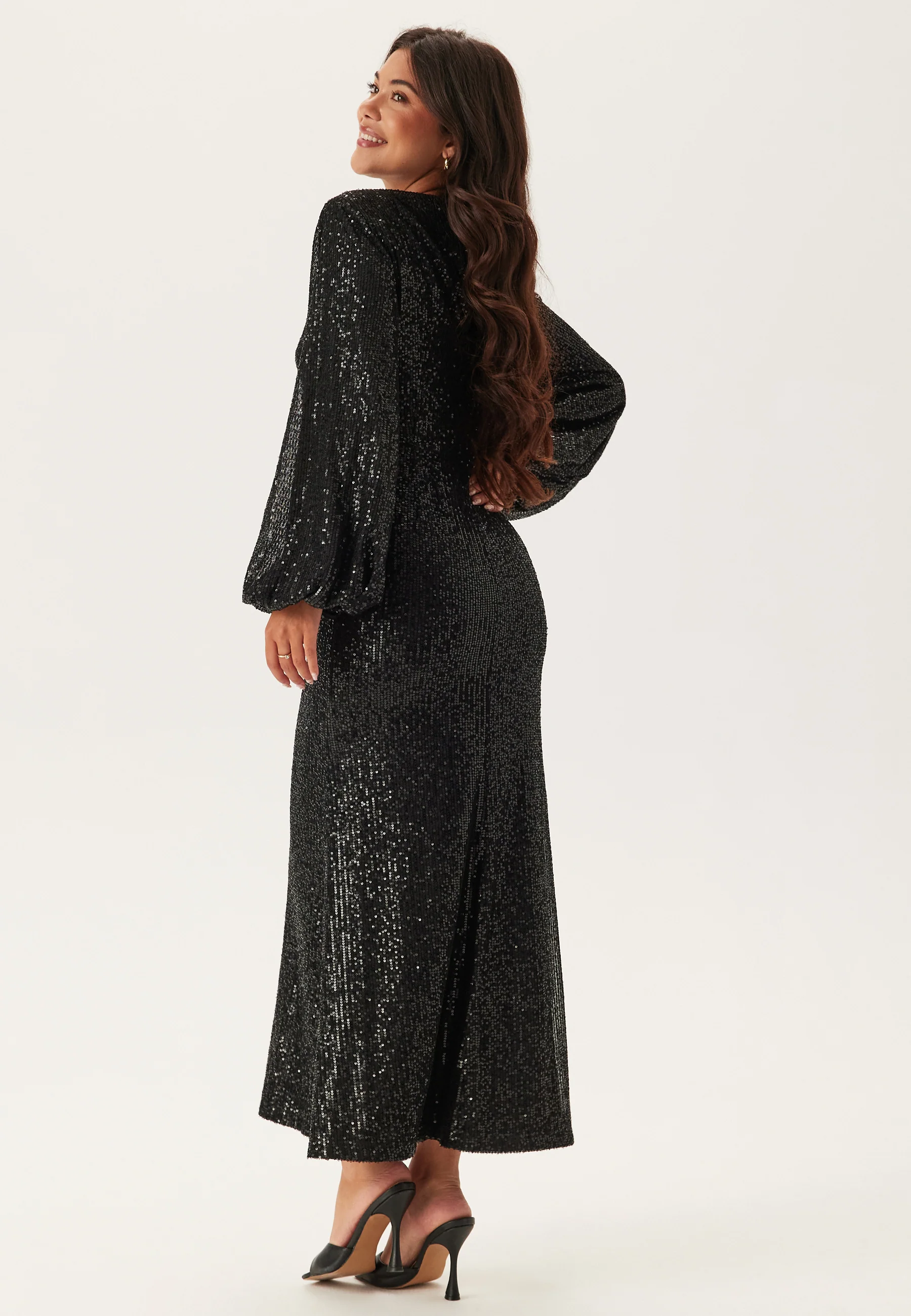 Long Sleeve Sequin Ankle Dress - Image 2