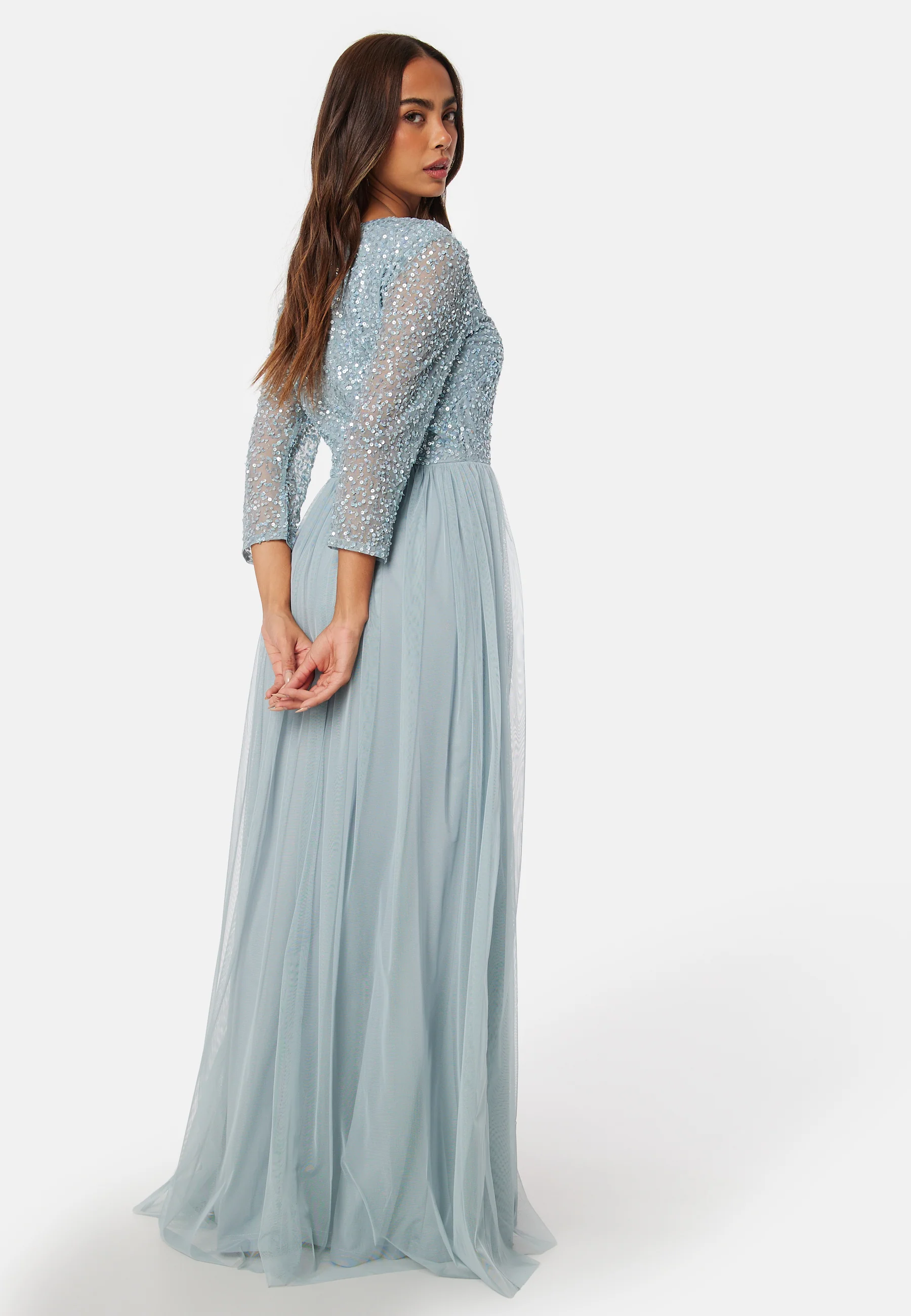 Long Sleeve Sequin Bodice Maxi Dress - Image 2