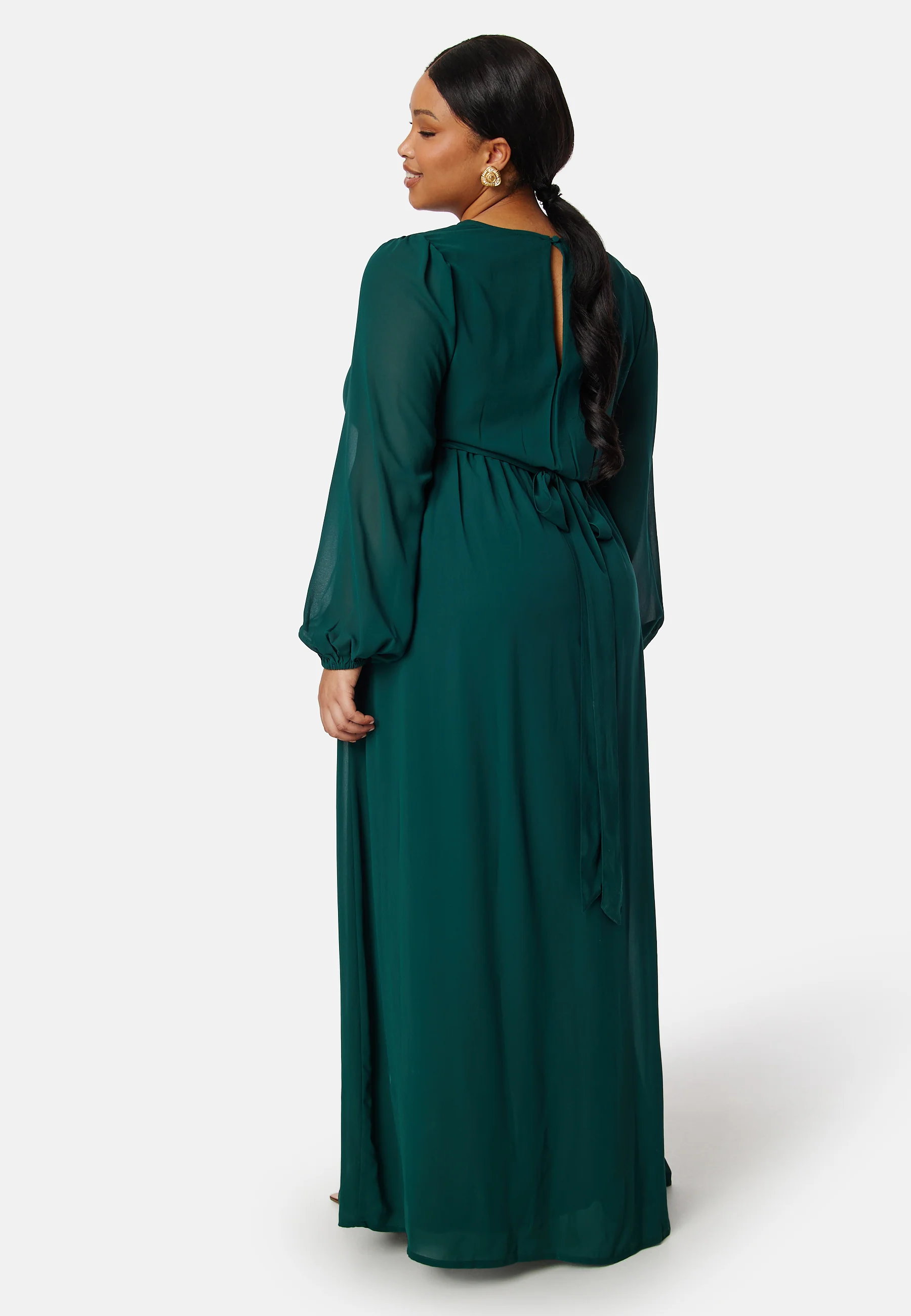 Long sleeve V-Neck Chiffon Gown - Image 6